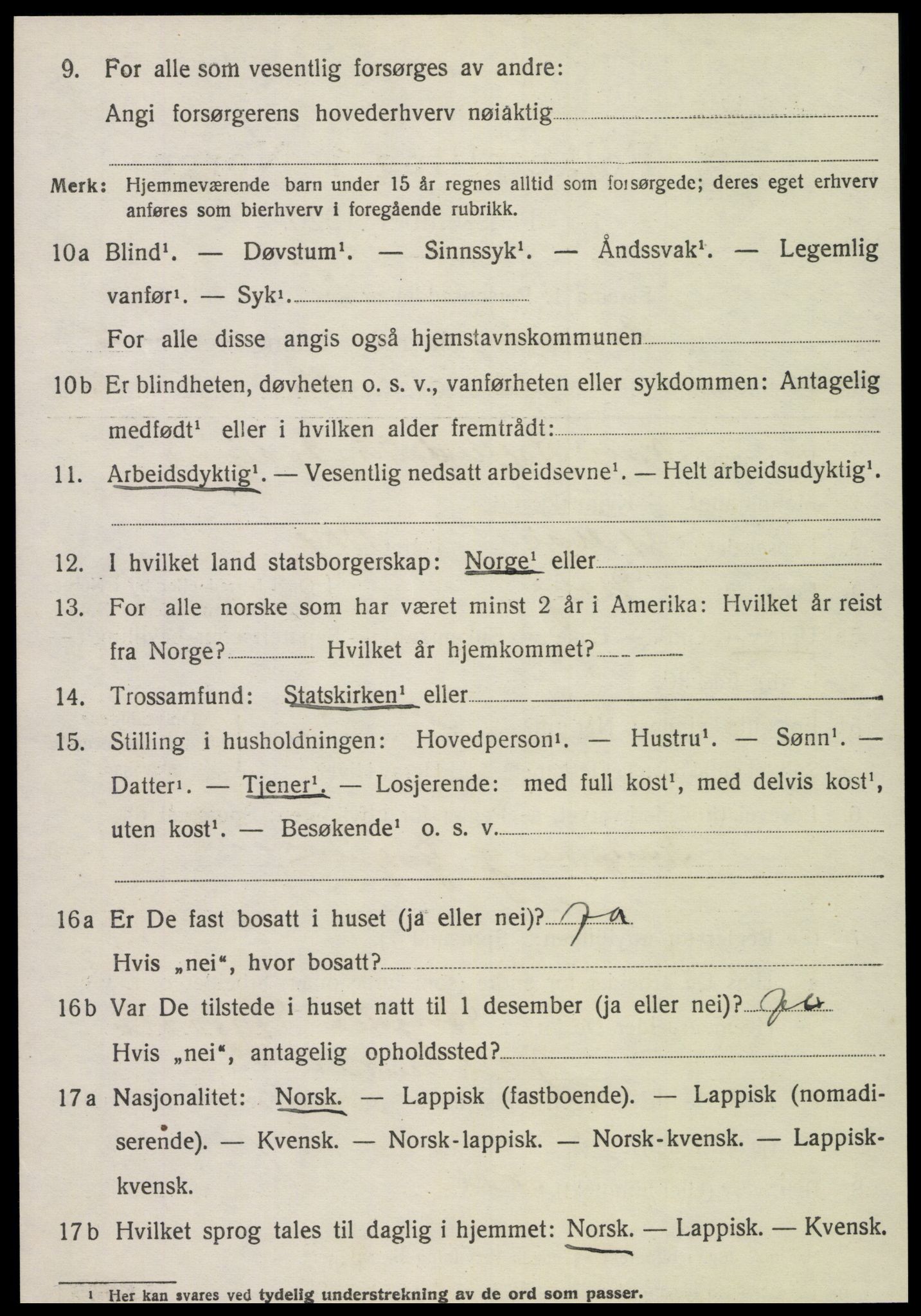 SAT, 1920 census for Snåsa, 1920, p. 2567