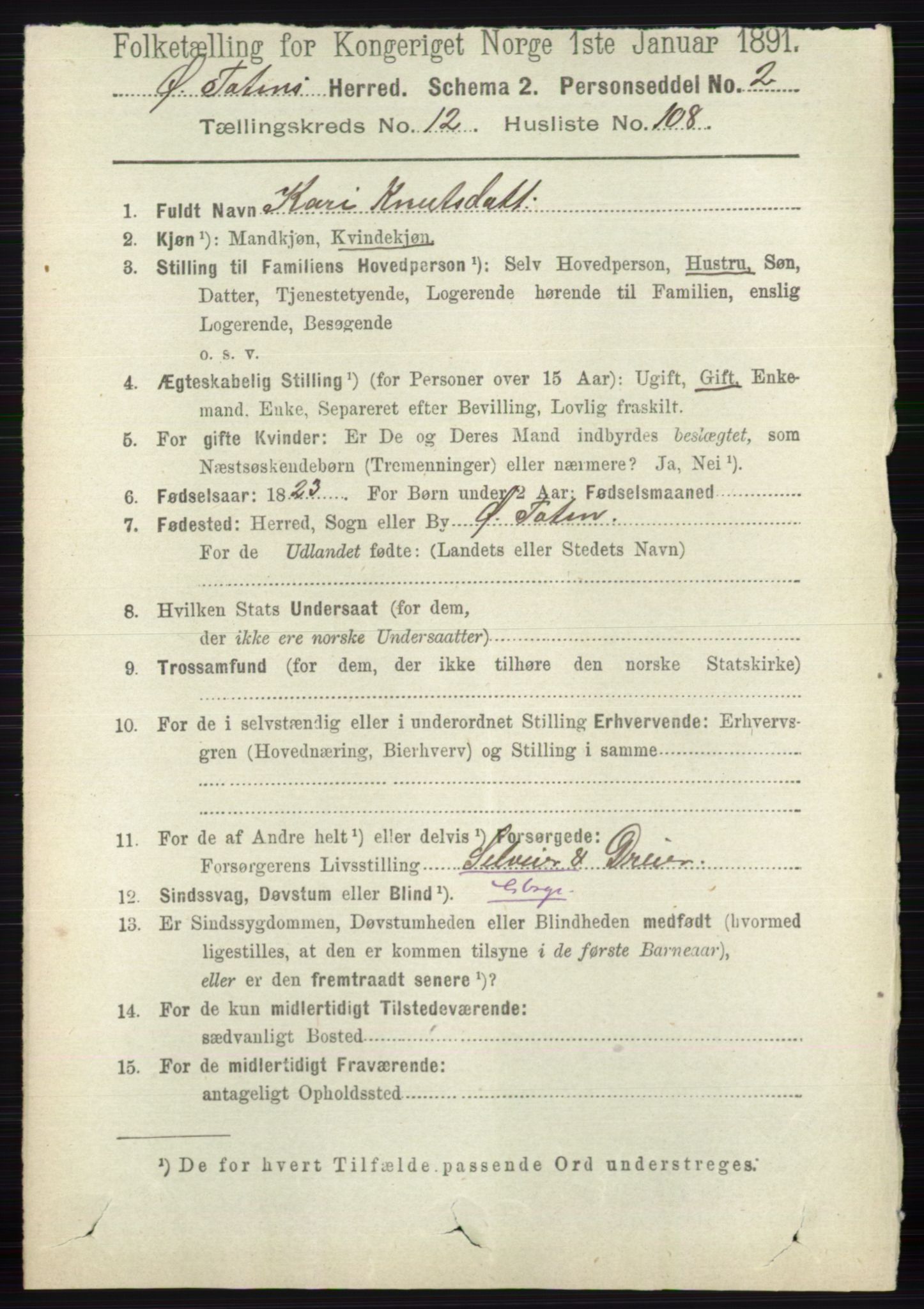 RA, 1891 census for 0528 Østre Toten, 1891, p. 8328