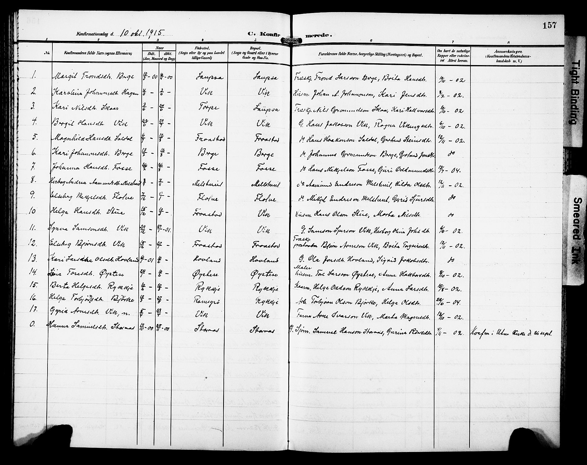 Kvam sokneprestembete, AV/SAB-A-76201/H/Hab: Parish register (copy) no. C 4, 1906-1931, p. 157
