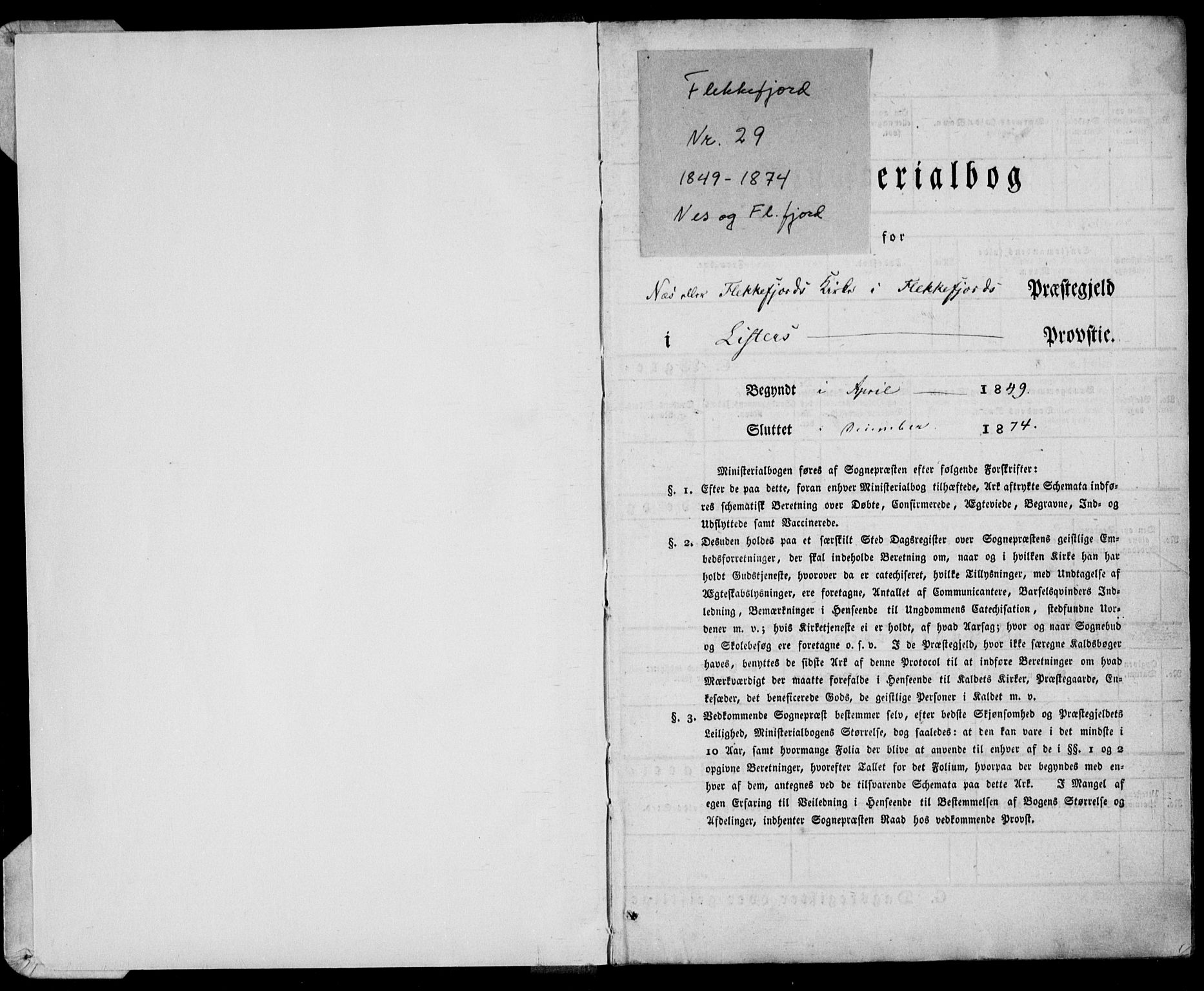 Flekkefjord sokneprestkontor, SAK/1111-0012/F/Fa/Fac/L0005: Parish register (official) no. A 5, 1849-1875