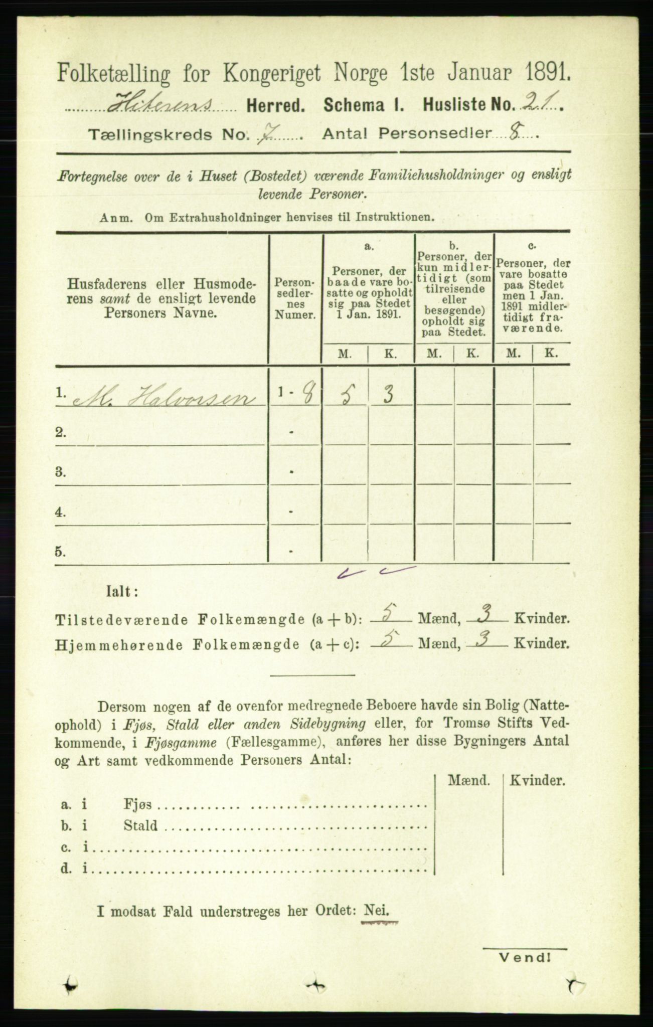 RA, 1891 census for 1617 Hitra, 1891, p. 1234