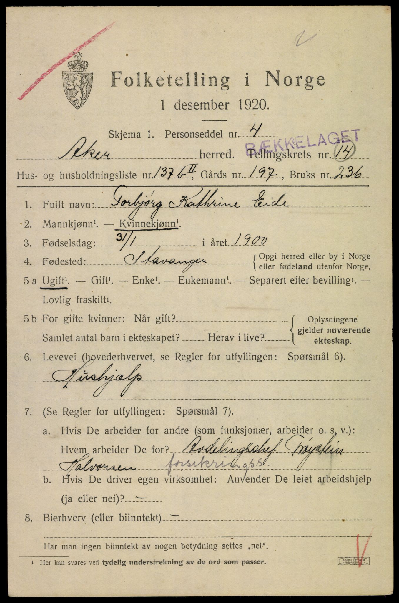 SAO, 1920 census for Aker, 1920, p. 81730