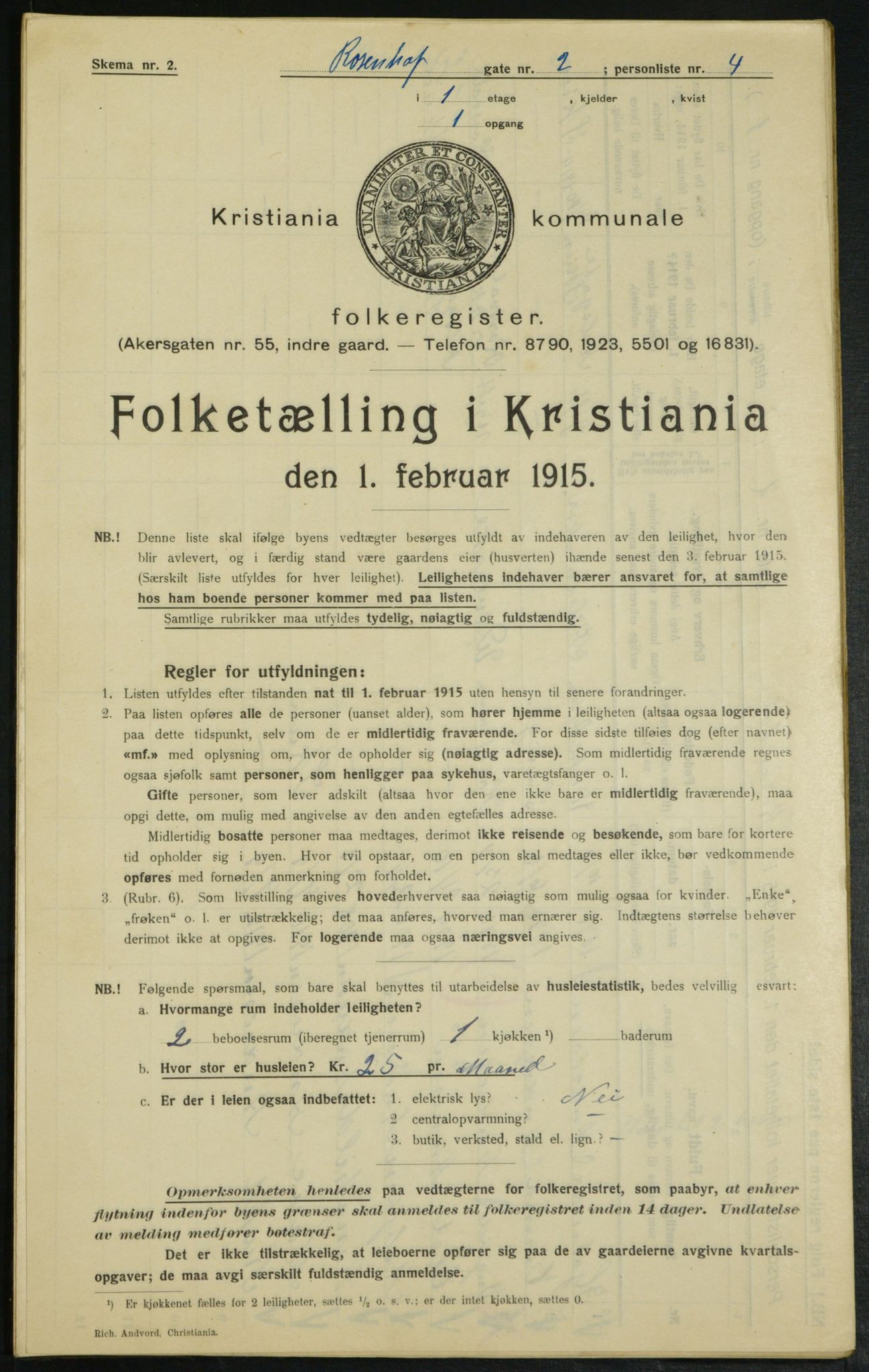 OBA, Municipal Census 1915 for Kristiania, 1915, p. 83394