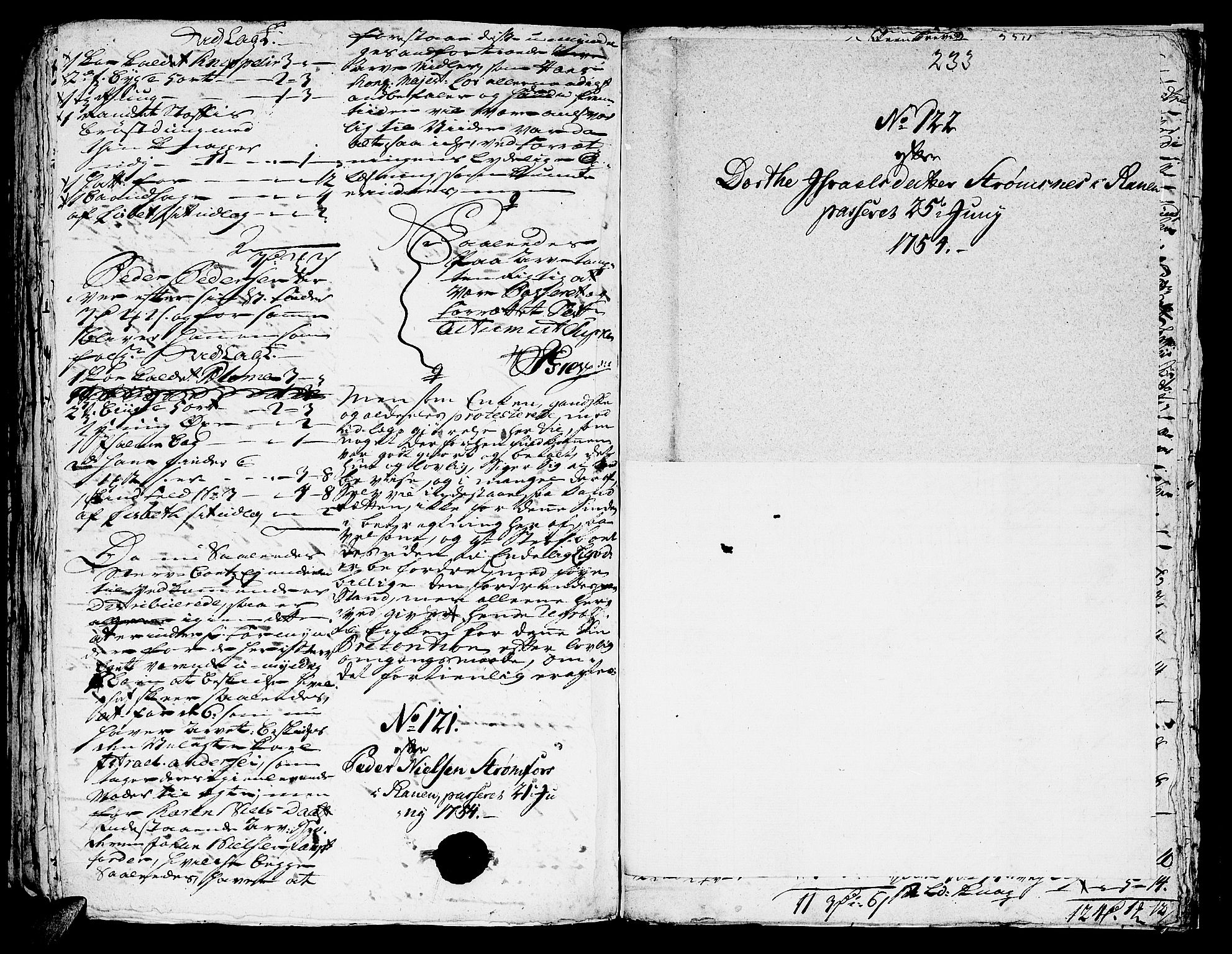 Helgeland sorenskriveri, SAT/A-0004/3/3A/L0031: Konseptprotokoll 16, 1754, p. 232b-233a