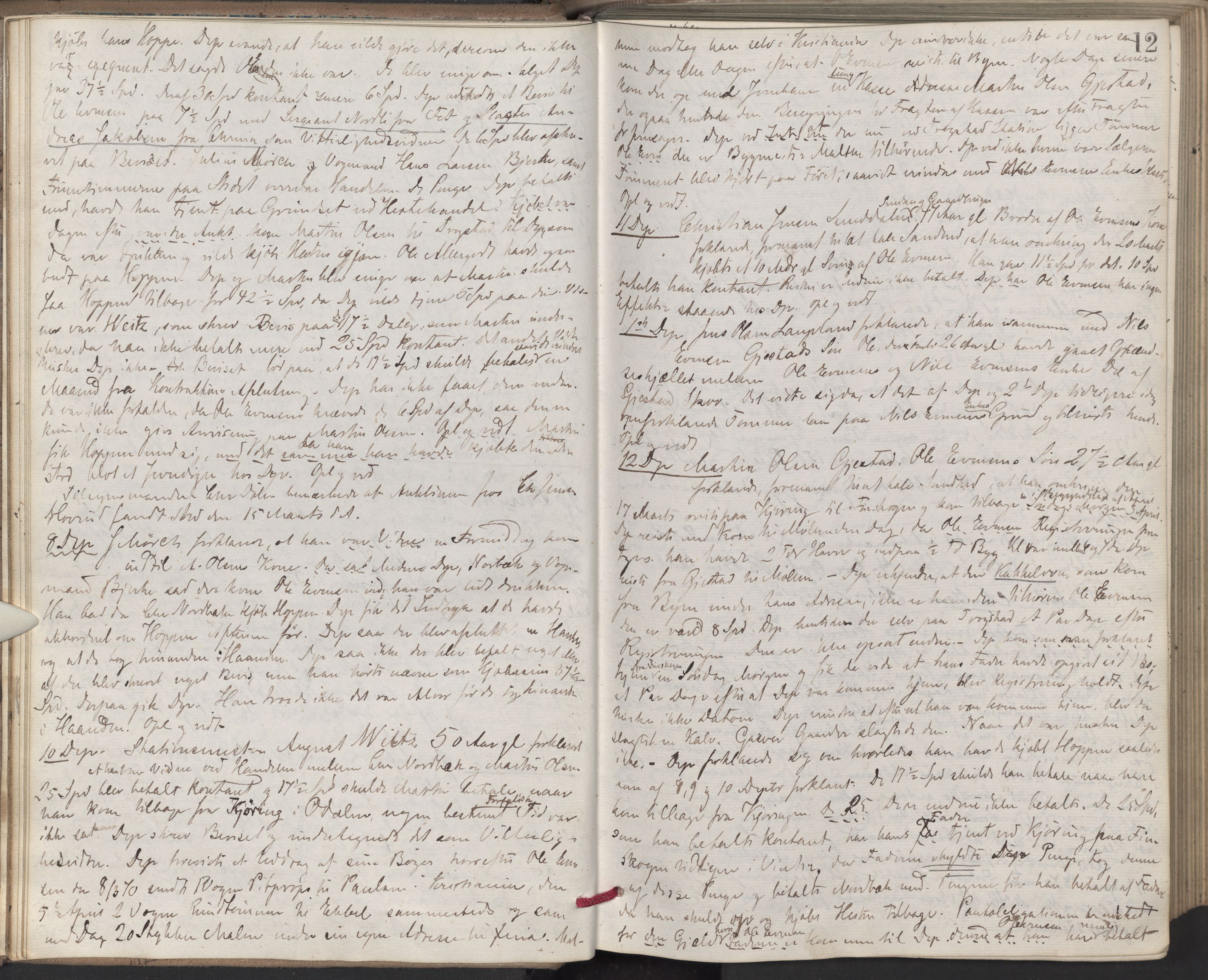 Nes tingrett, AV/SAO-A-10548/F/Fc/Fcb/L0007: Ekstrarettsprotokoll "Q", 1870-1874, p. 11b-12a