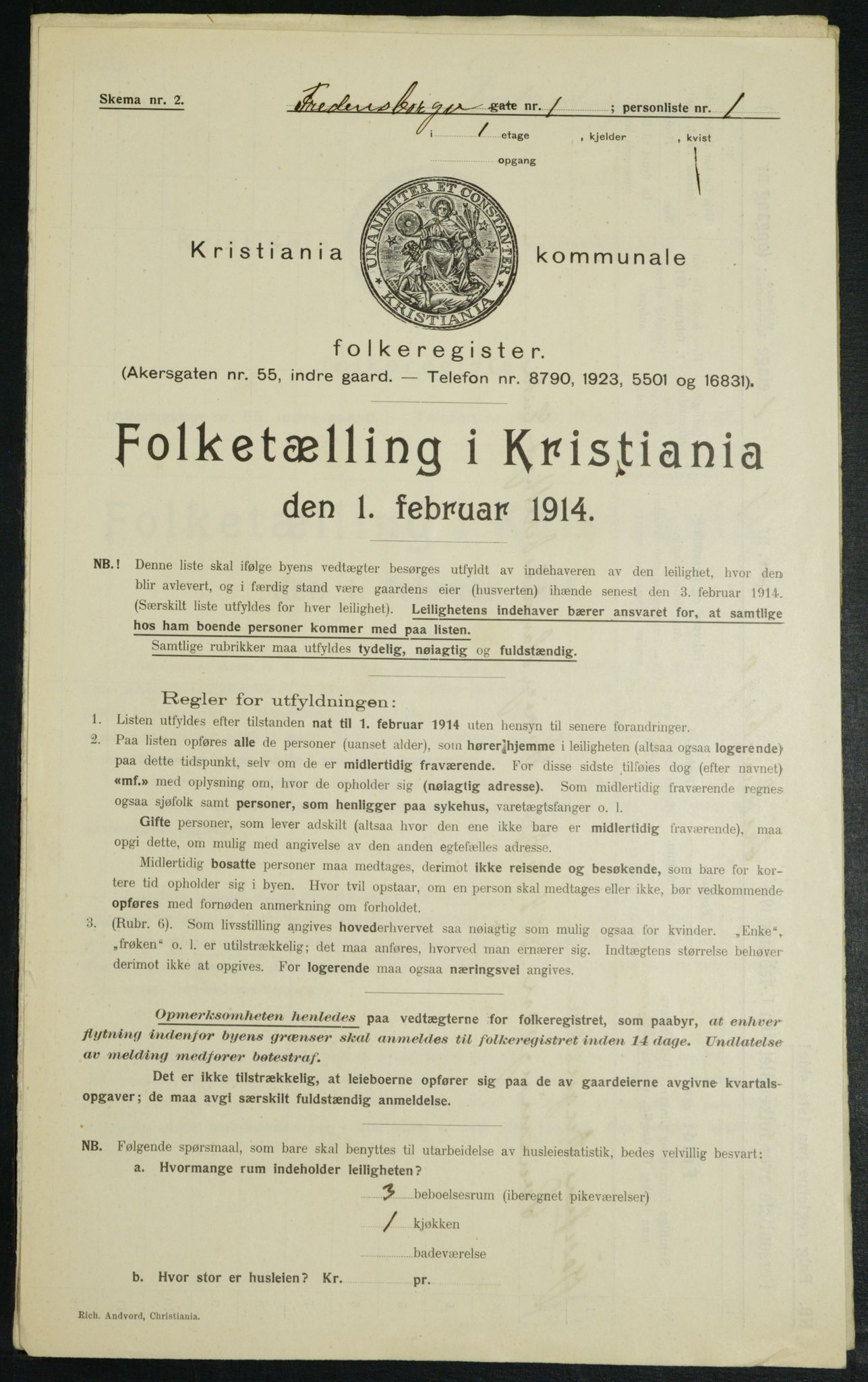 OBA, Municipal Census 1914 for Kristiania, 1914, p. 25645