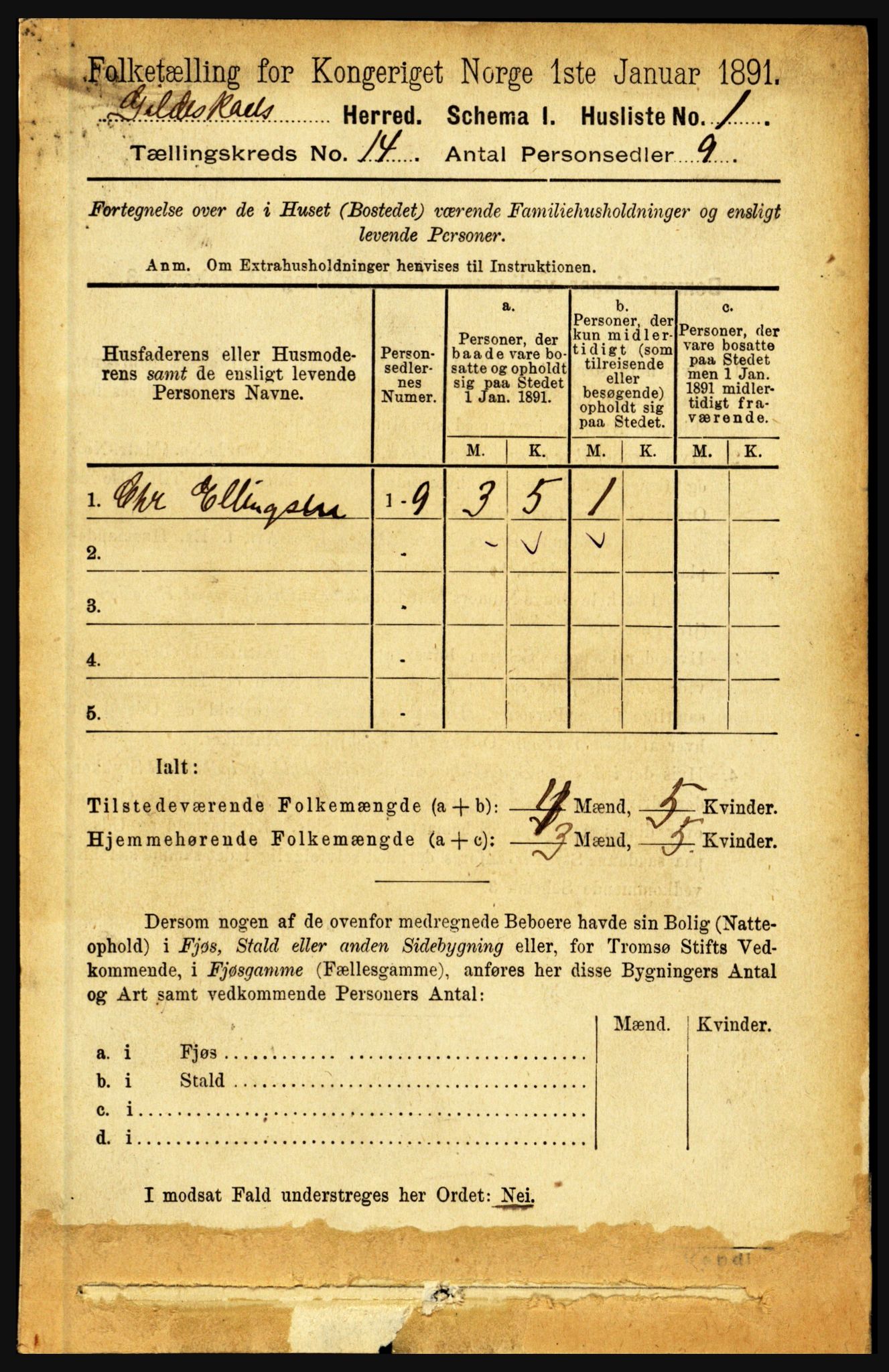 RA, 1891 census for 1838 Gildeskål, 1891, p. 4299