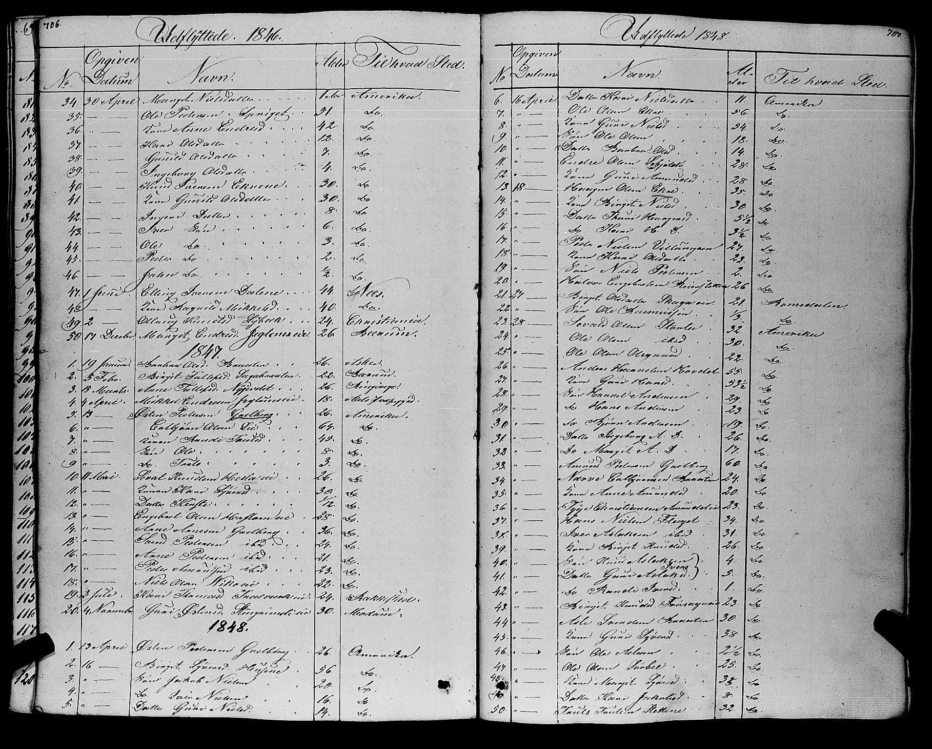 Gol kirkebøker, SAKO/A-226/F/Fa/L0002: Parish register (official) no. I 2, 1837-1863, p. 706-707