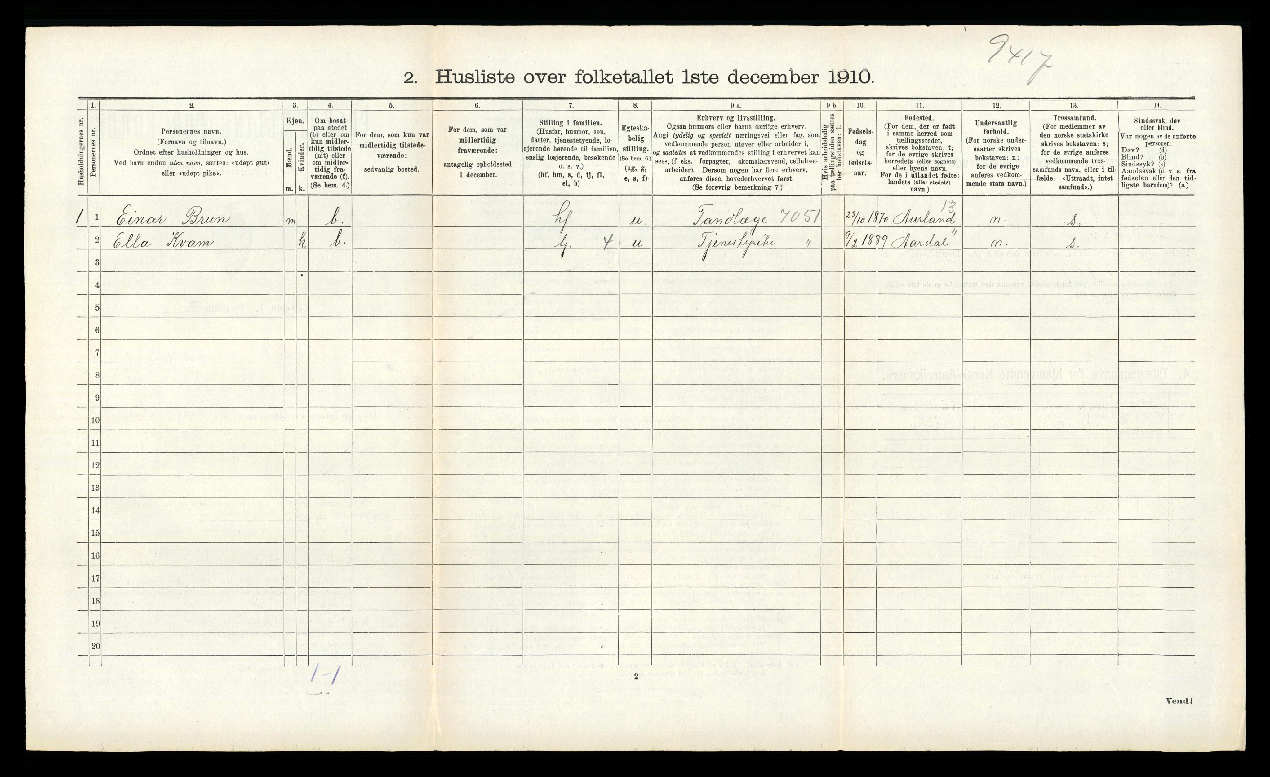 RA, 1910 census for Lærdal, 1910, p. 363