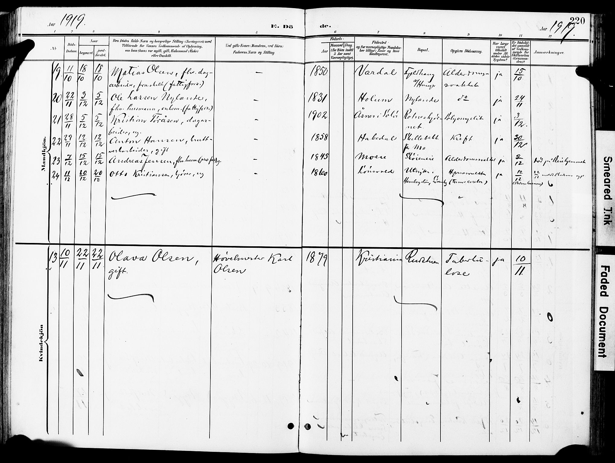 Nittedal prestekontor Kirkebøker, AV/SAO-A-10365a/F/Fa/L0008: Parish register (official) no. I 8, 1902-1926, p. 220