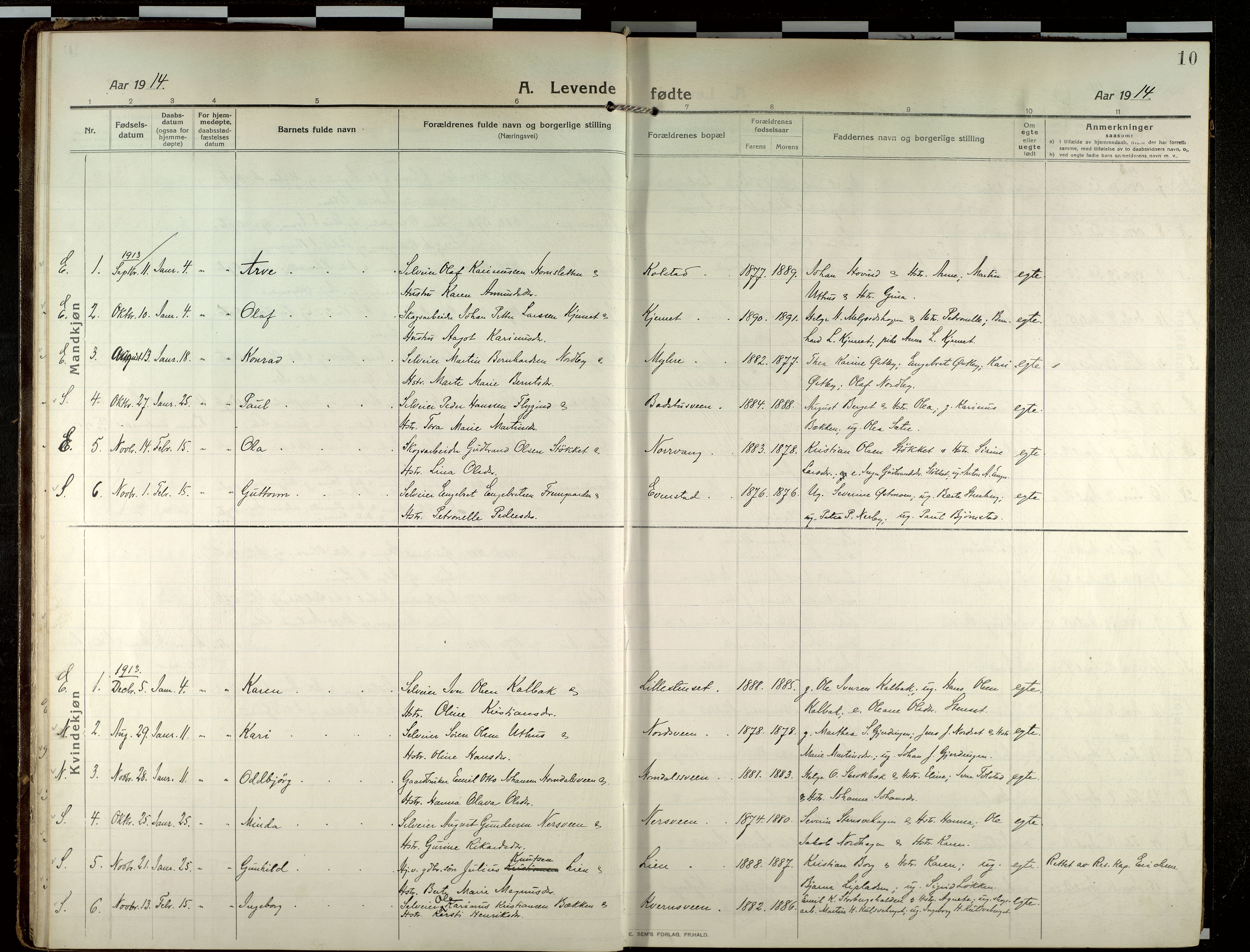 Elverum prestekontor, AV/SAH-PREST-044/H/Ha/Haa/L0022: Parish register (official) no. 22, 1913-1924, p. 10