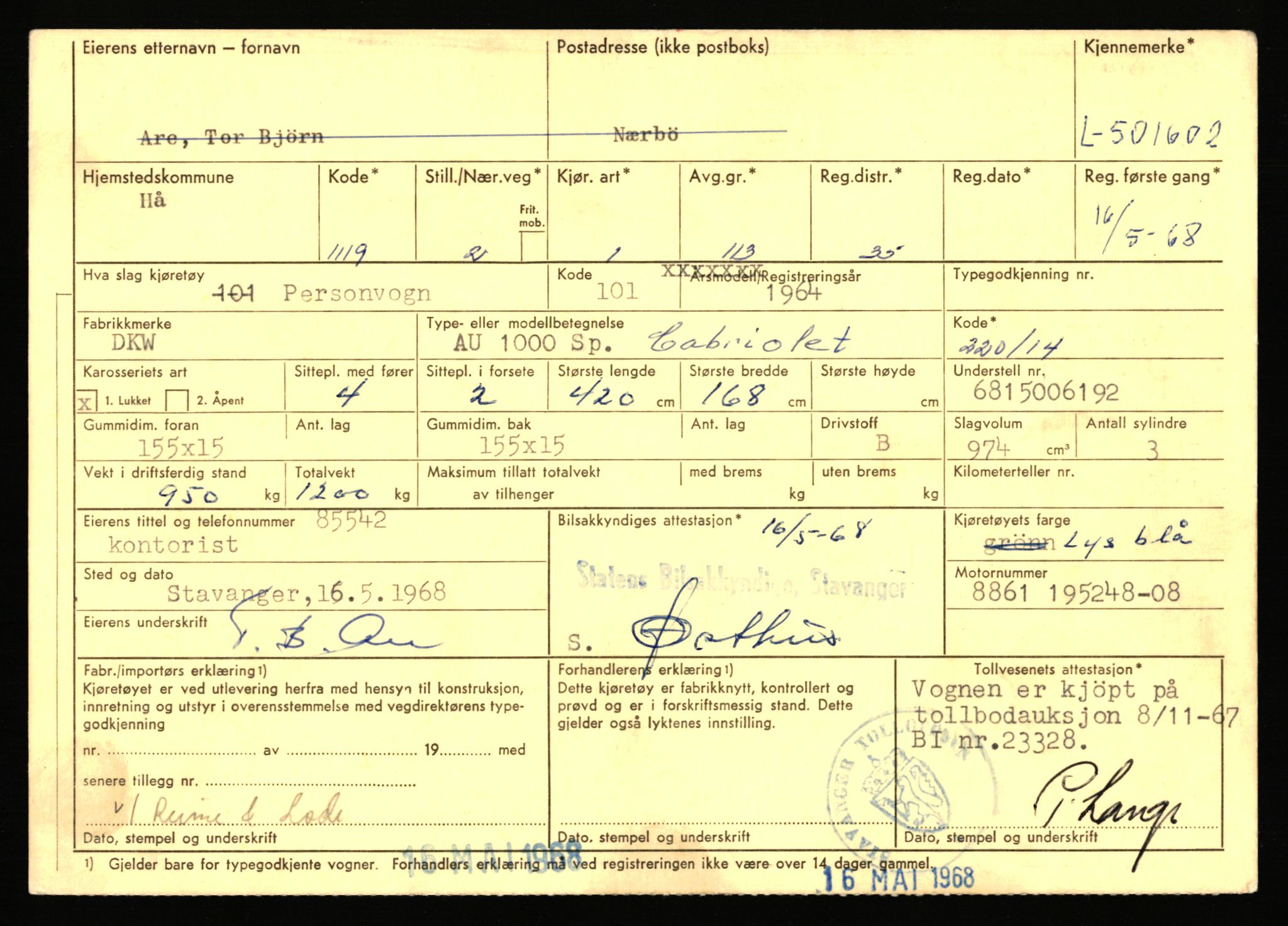 Stavanger trafikkstasjon, AV/SAST-A-101942/0/F/L0077: L-500000 - L-502999, 1930-1971, p. 1085