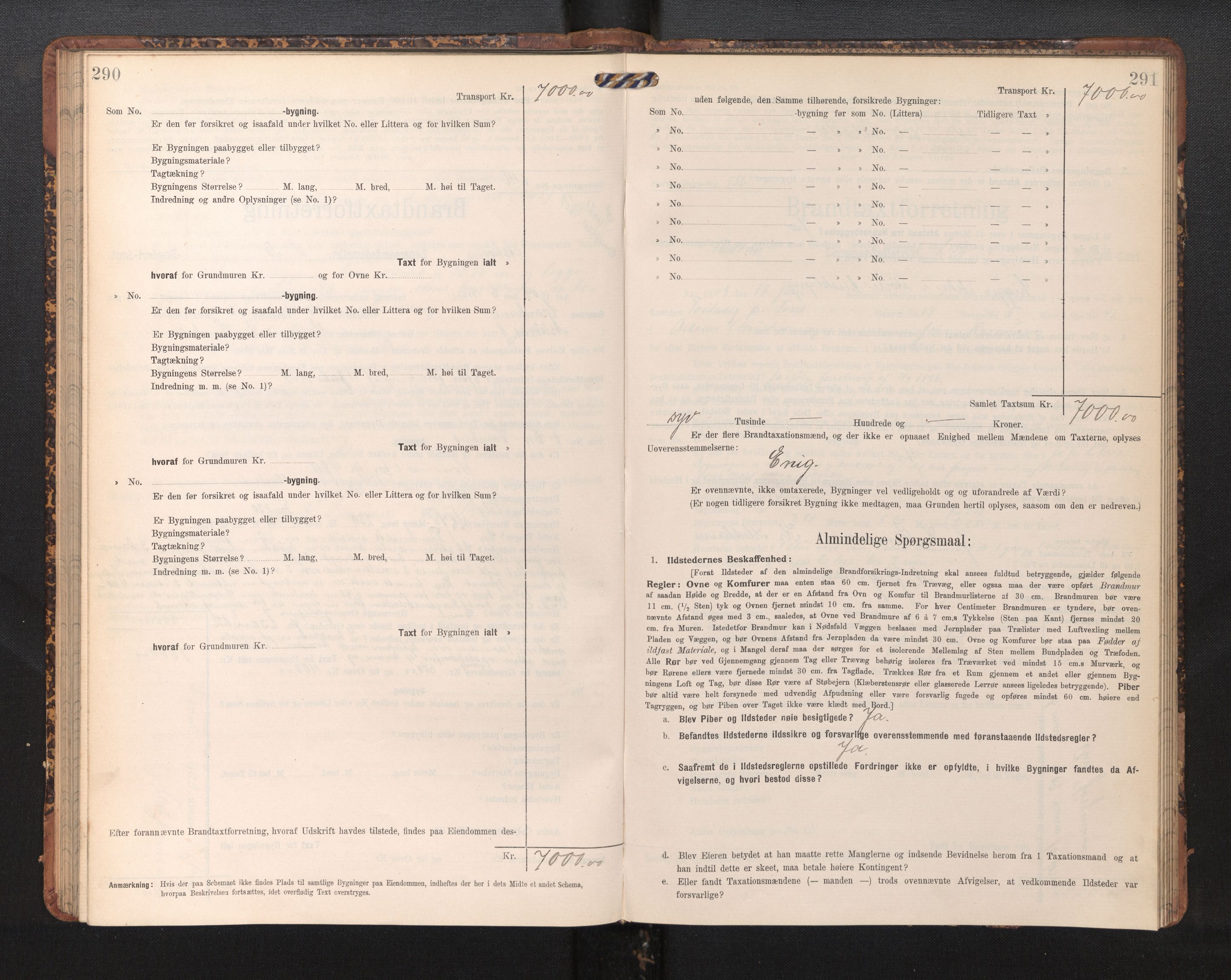 Lensmannen i Askøy, AV/SAB-A-31001/0012/L0006: Branntakstprotokoll, skjematakst, Laksevåg, 1907-1917, p. 290-291