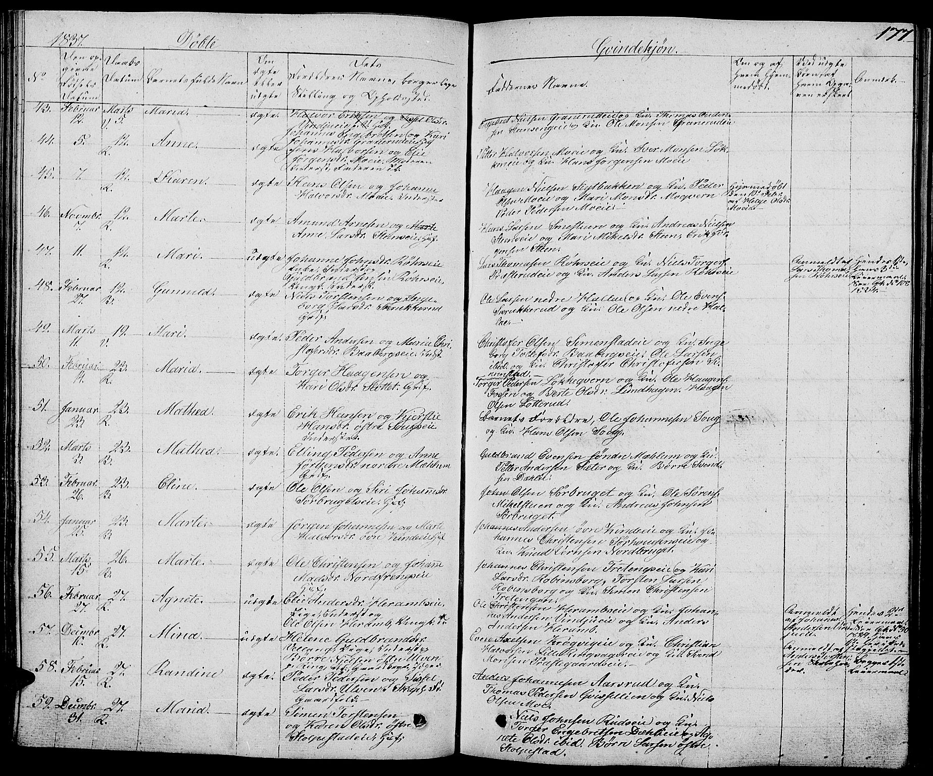 Ringsaker prestekontor, AV/SAH-PREST-014/L/La/L0004: Parish register (copy) no. 4, 1827-1838, p. 177