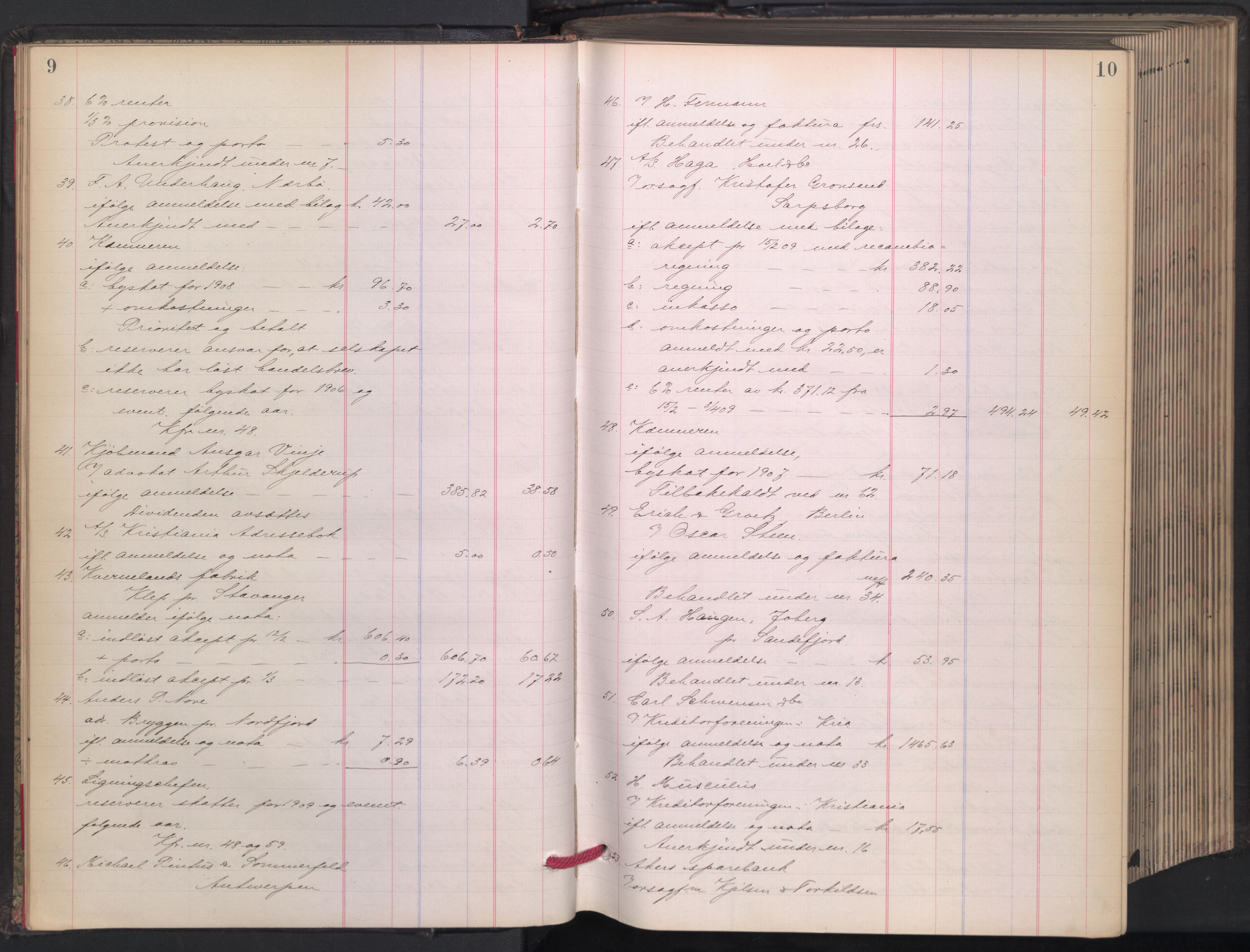 Oslo skifterett, AV/SAO-A-10383/H/Hd/Hdb/L0008: Skifteutlodningsprotokoll, 1909-1911, p. 9-10