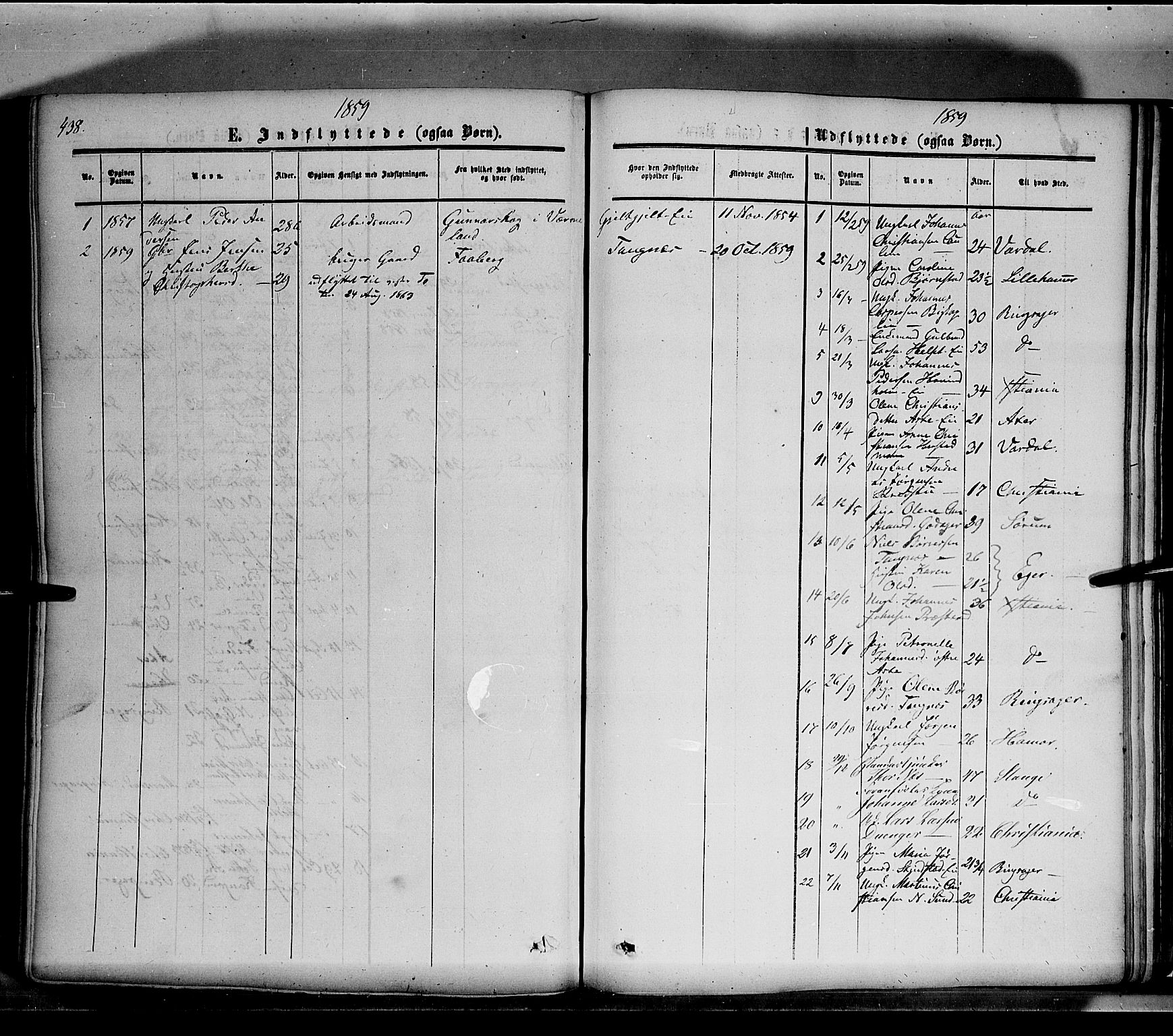 Nes prestekontor, Hedmark, SAH/PREST-020/K/Ka/L0004: Parish register (official) no. 4, 1852-1886, p. 438