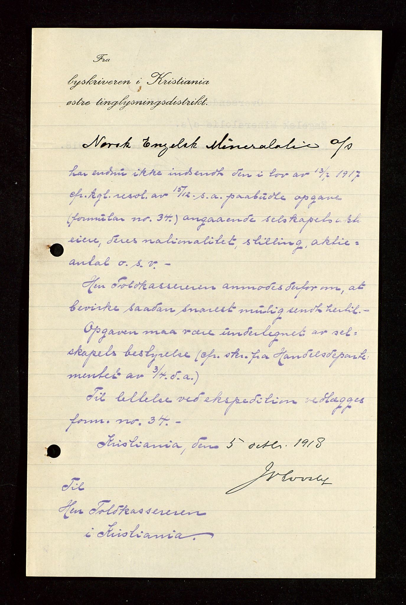 Pa 1521 - A/S Norske Shell, AV/SAST-A-101915/E/Ea/Eaa/L0003: Sjefskorrespondanse, 1918, p. 99