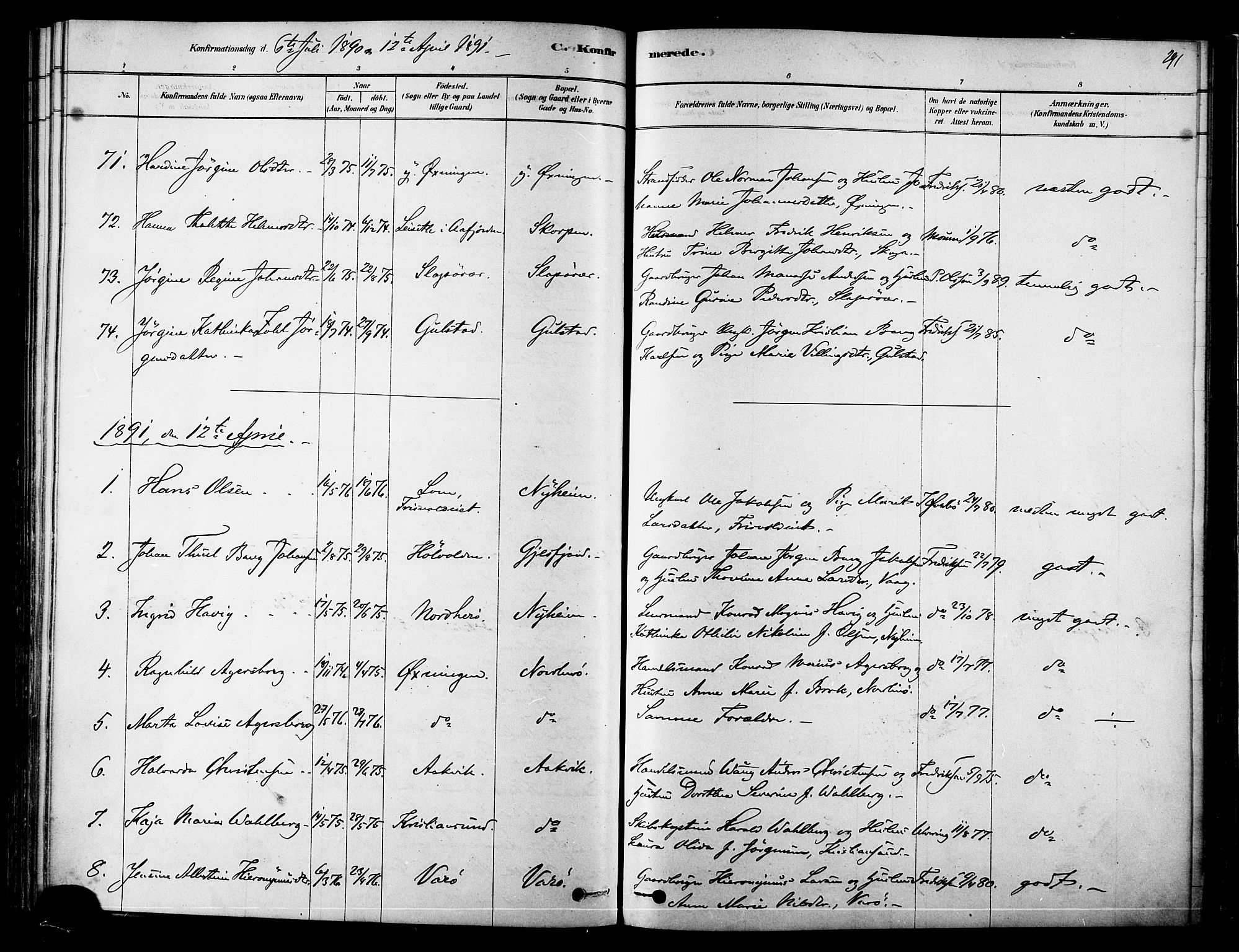 Ministerialprotokoller, klokkerbøker og fødselsregistre - Nordland, SAT/A-1459/834/L0507: Parish register (official) no. 834A05, 1878-1892, p. 291
