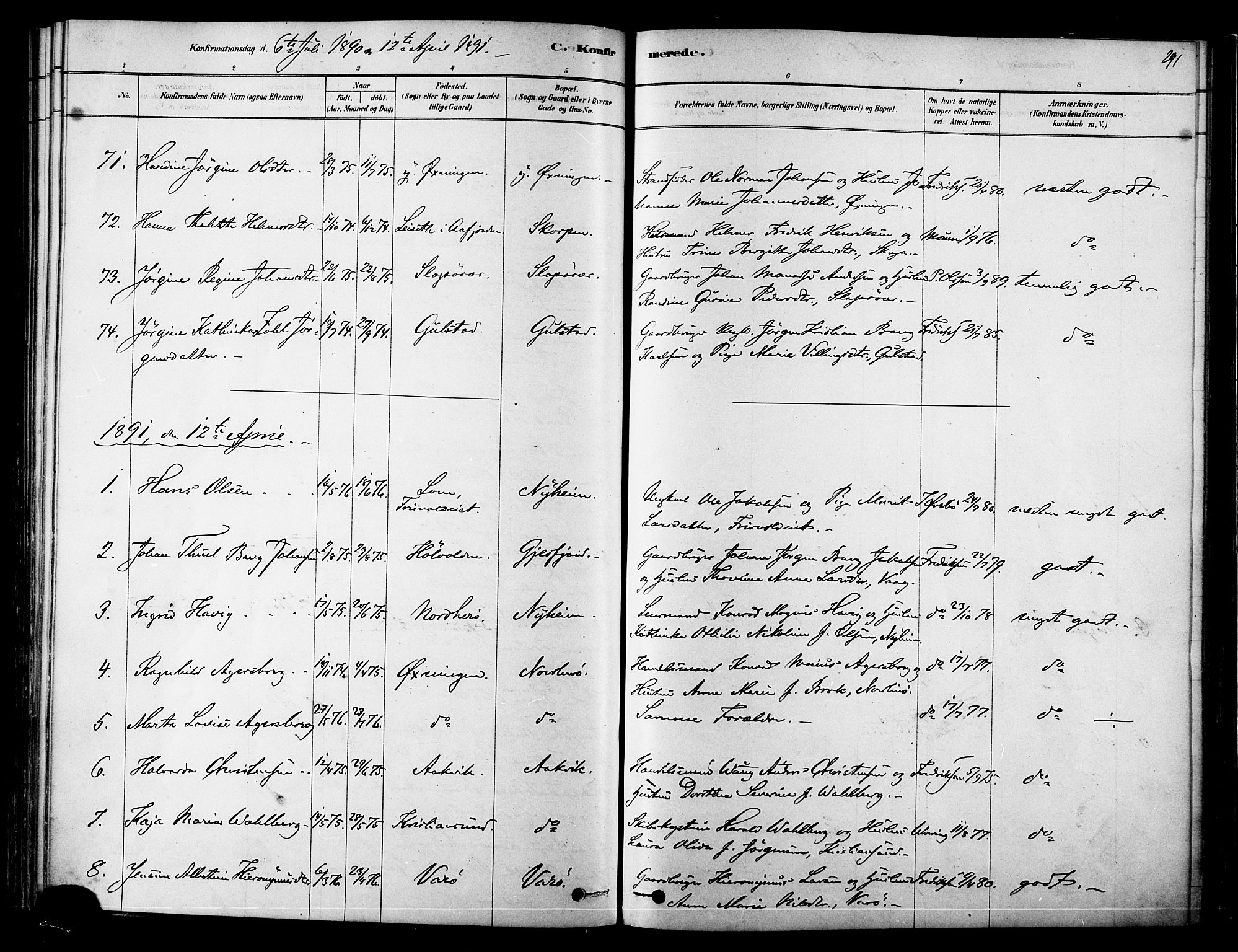 Ministerialprotokoller, klokkerbøker og fødselsregistre - Nordland, AV/SAT-A-1459/834/L0507: Parish register (official) no. 834A05, 1878-1892, p. 291