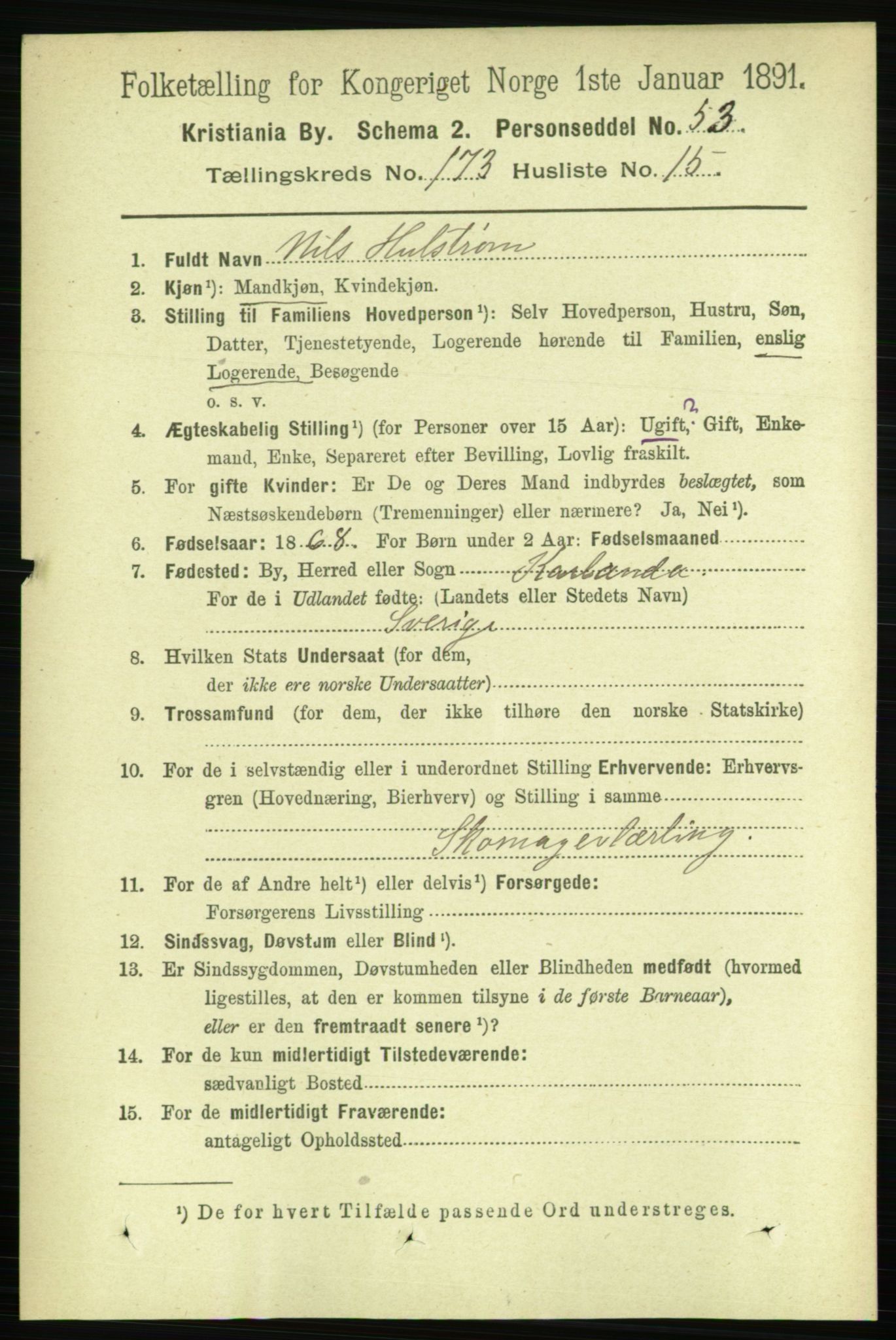 RA, 1891 census for 0301 Kristiania, 1891, p. 103627