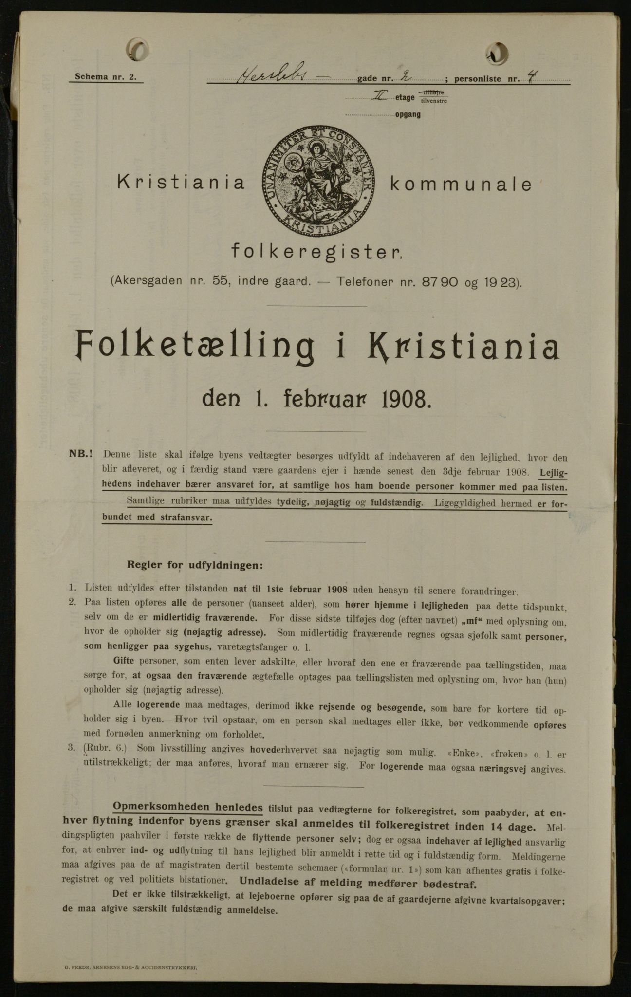 OBA, Municipal Census 1908 for Kristiania, 1908, p. 35190