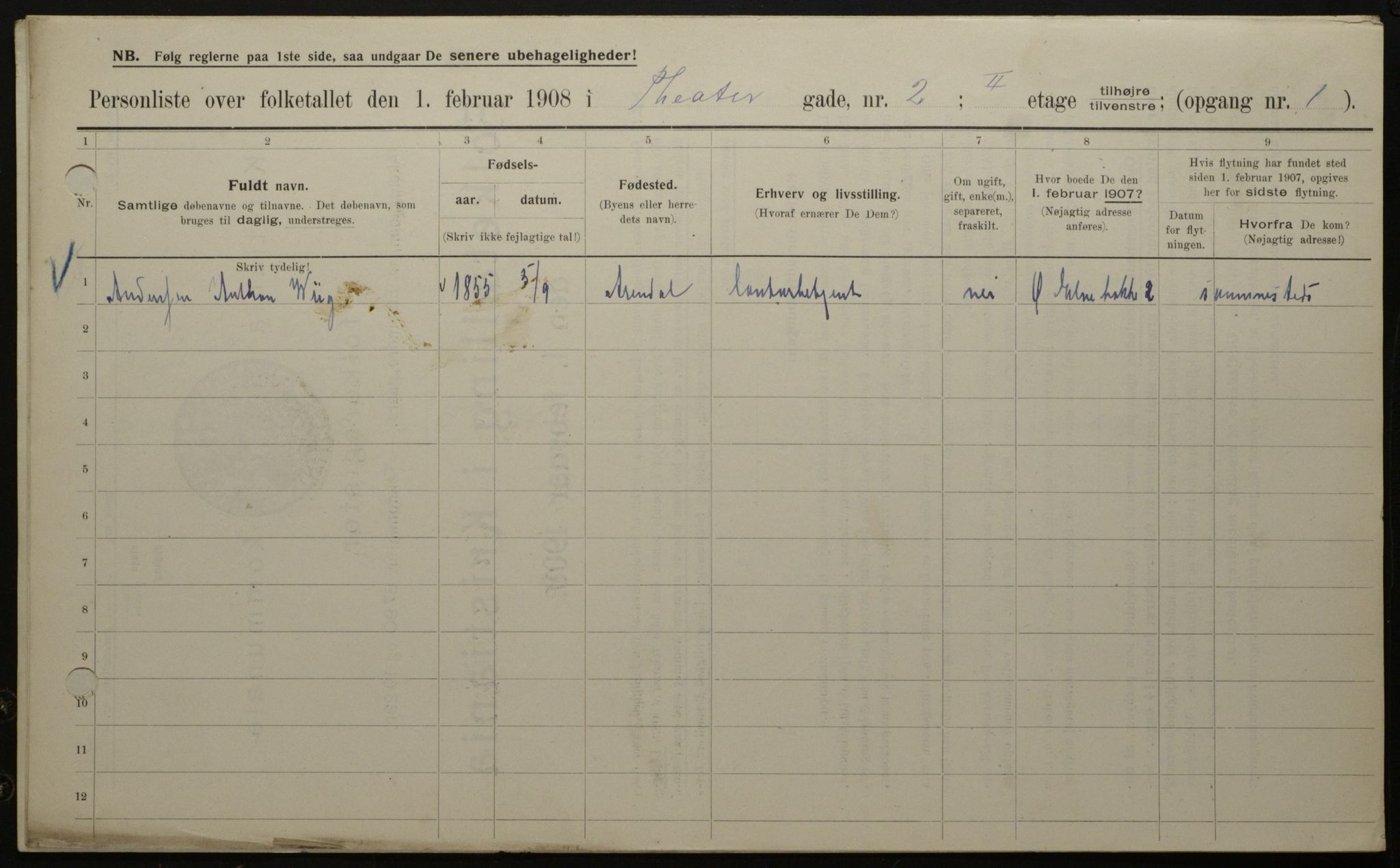 OBA, Municipal Census 1908 for Kristiania, 1908, p. 96194