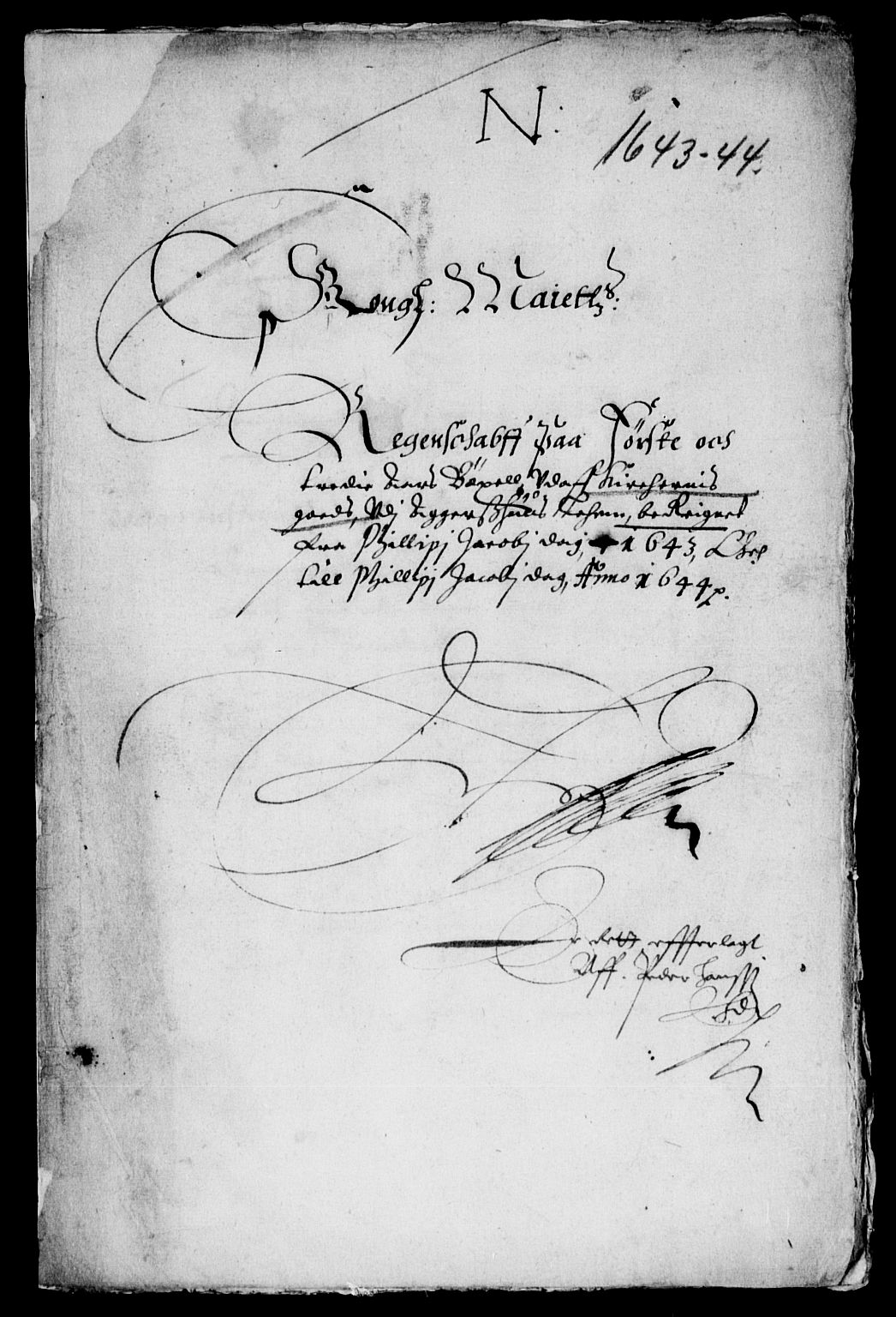 Rentekammeret inntil 1814, Reviderte regnskaper, Lensregnskaper, AV/RA-EA-5023/R/Rb/Rba/L0171: Akershus len, 1643-1644