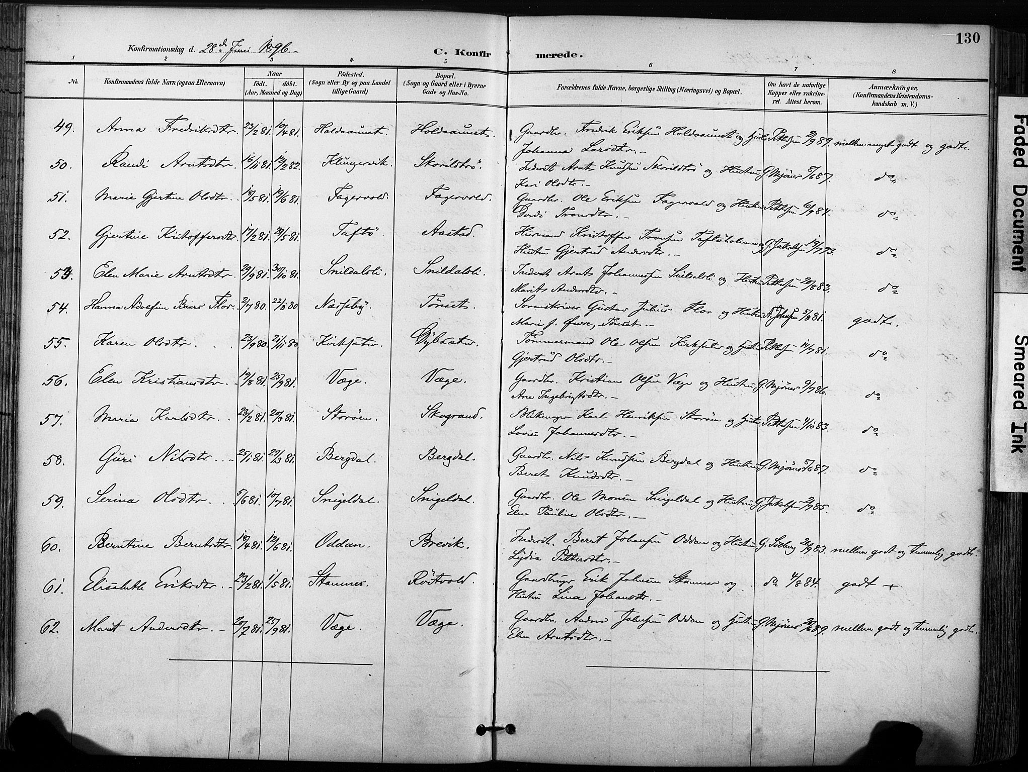 Ministerialprotokoller, klokkerbøker og fødselsregistre - Sør-Trøndelag, SAT/A-1456/630/L0497: Parish register (official) no. 630A10, 1896-1910, p. 130
