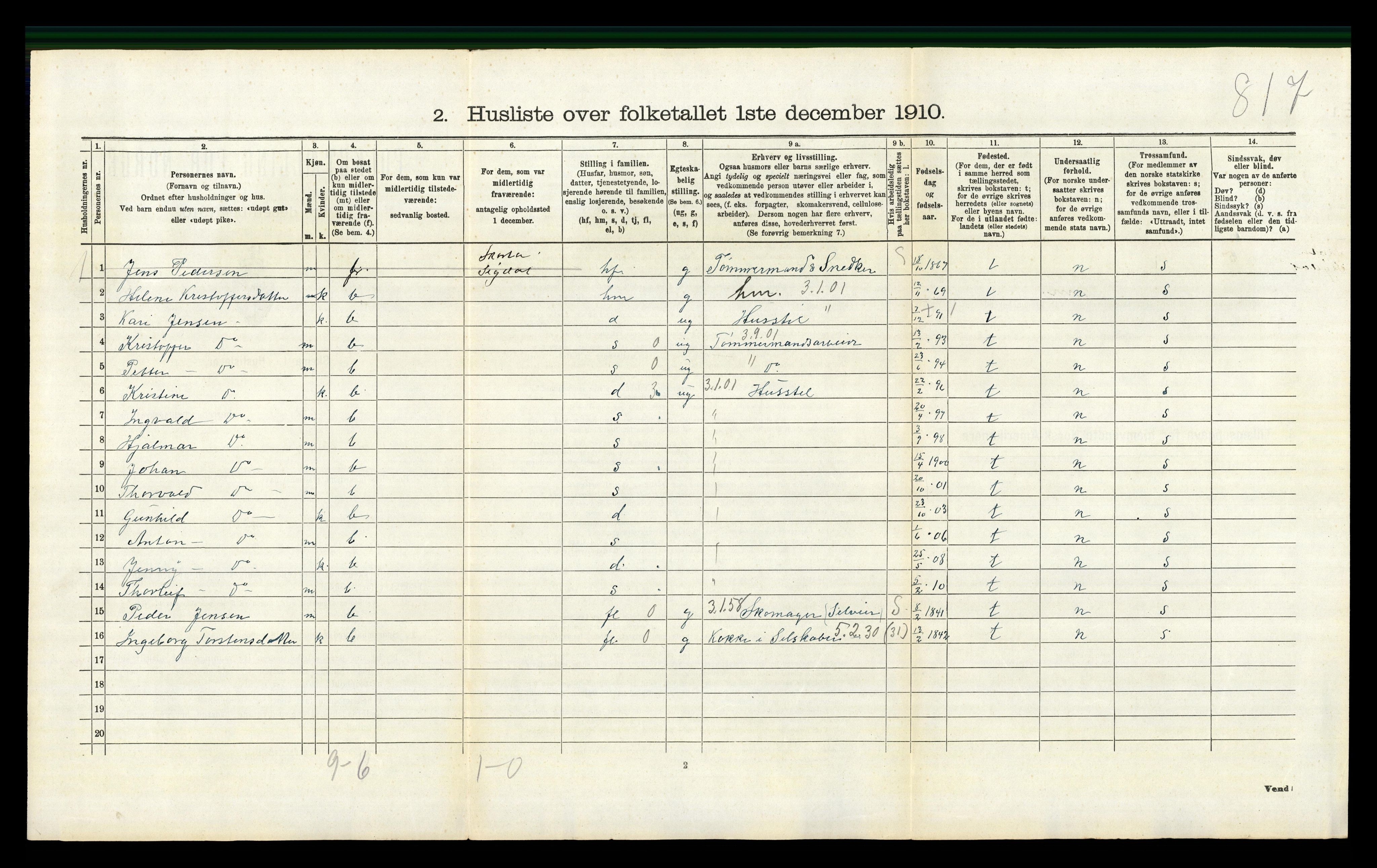 RA, 1910 census for Sigdal, 1910, p. 367