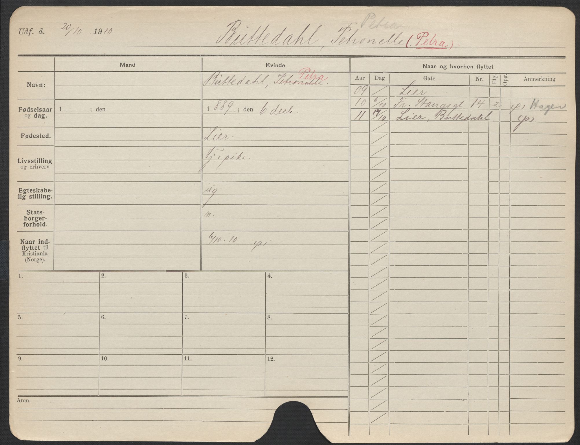 Oslo folkeregister, Registerkort, SAO/A-11715/F/Fa/Fac/L0013: Kvinner, 1906-1914, p. 978a