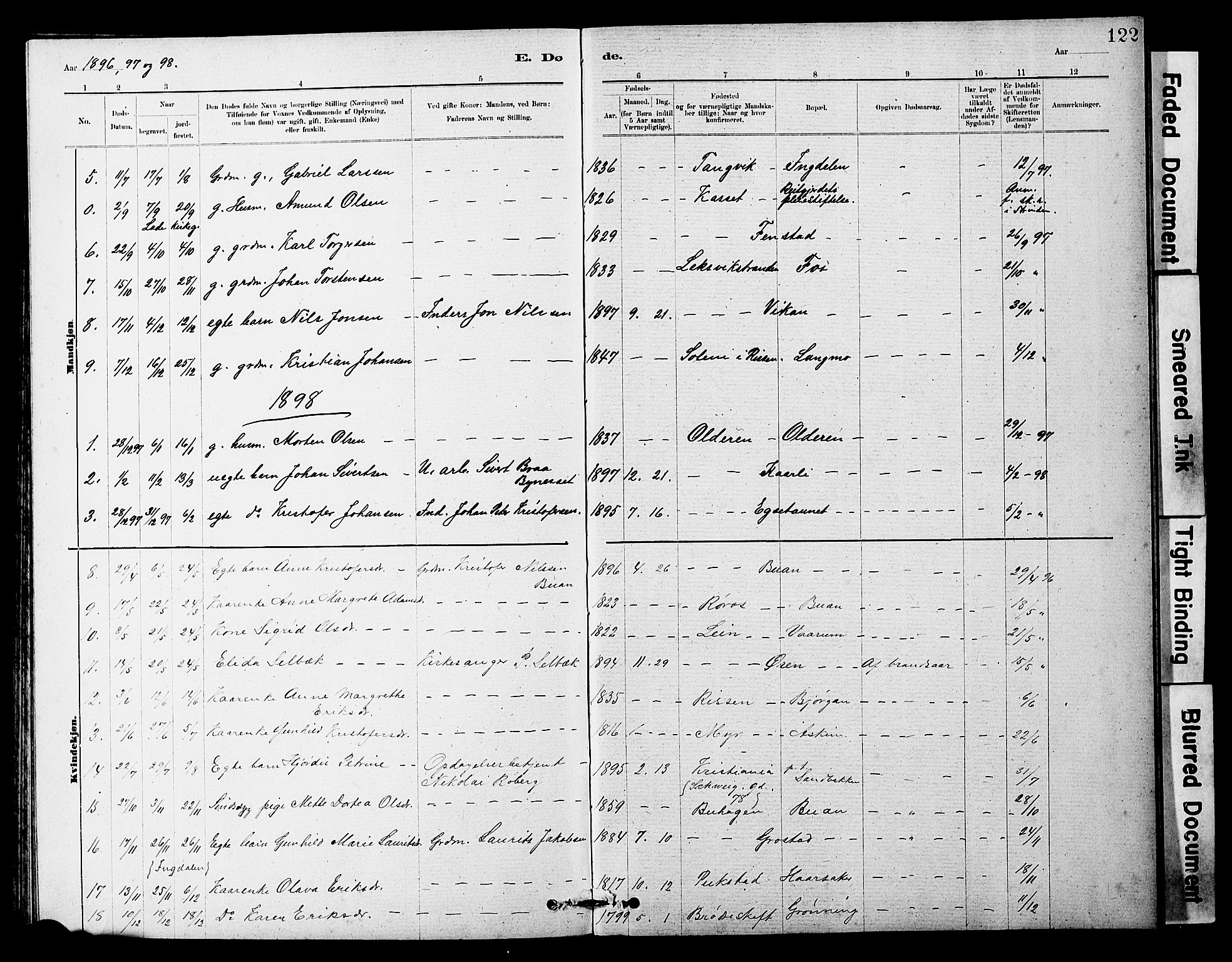 Ministerialprotokoller, klokkerbøker og fødselsregistre - Sør-Trøndelag, SAT/A-1456/646/L0628: Parish register (copy) no. 646C01, 1880-1903, p. 122