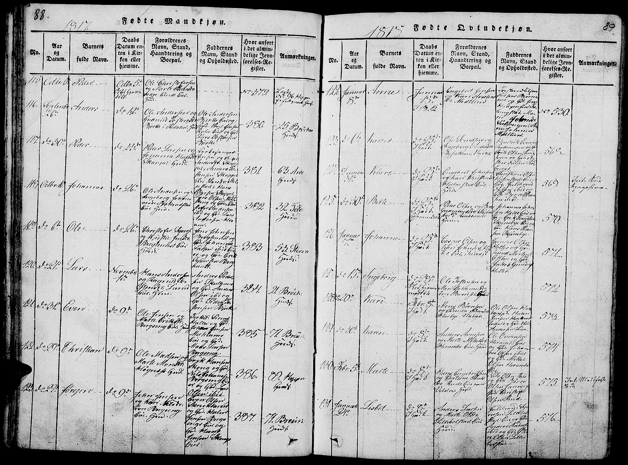 Ringsaker prestekontor, SAH/PREST-014/L/La/L0001: Parish register (copy) no. 1, 1814-1826, p. 88-89