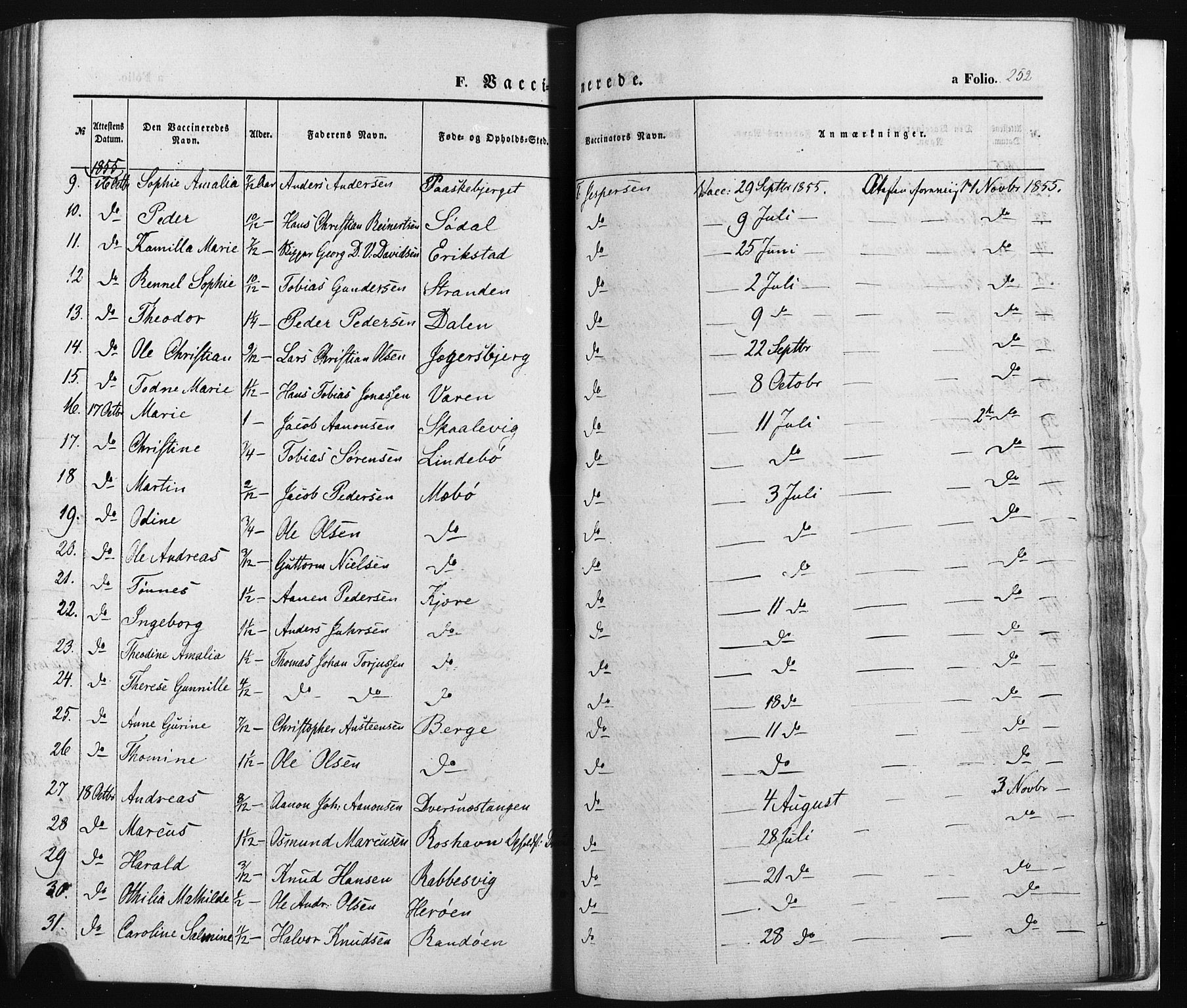 Oddernes sokneprestkontor, SAK/1111-0033/F/Fa/Faa/L0007: Parish register (official) no. A 7, 1851-1863, p. 252