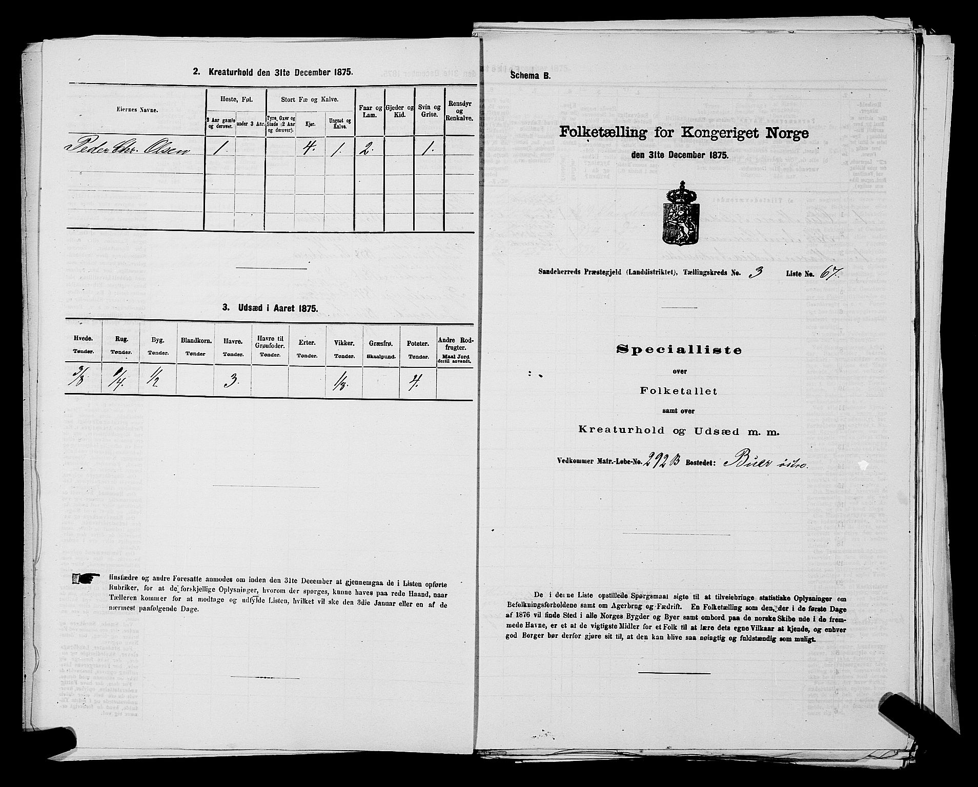 SAKO, 1875 census for 0724L Sandeherred/Sandeherred, 1875, p. 831
