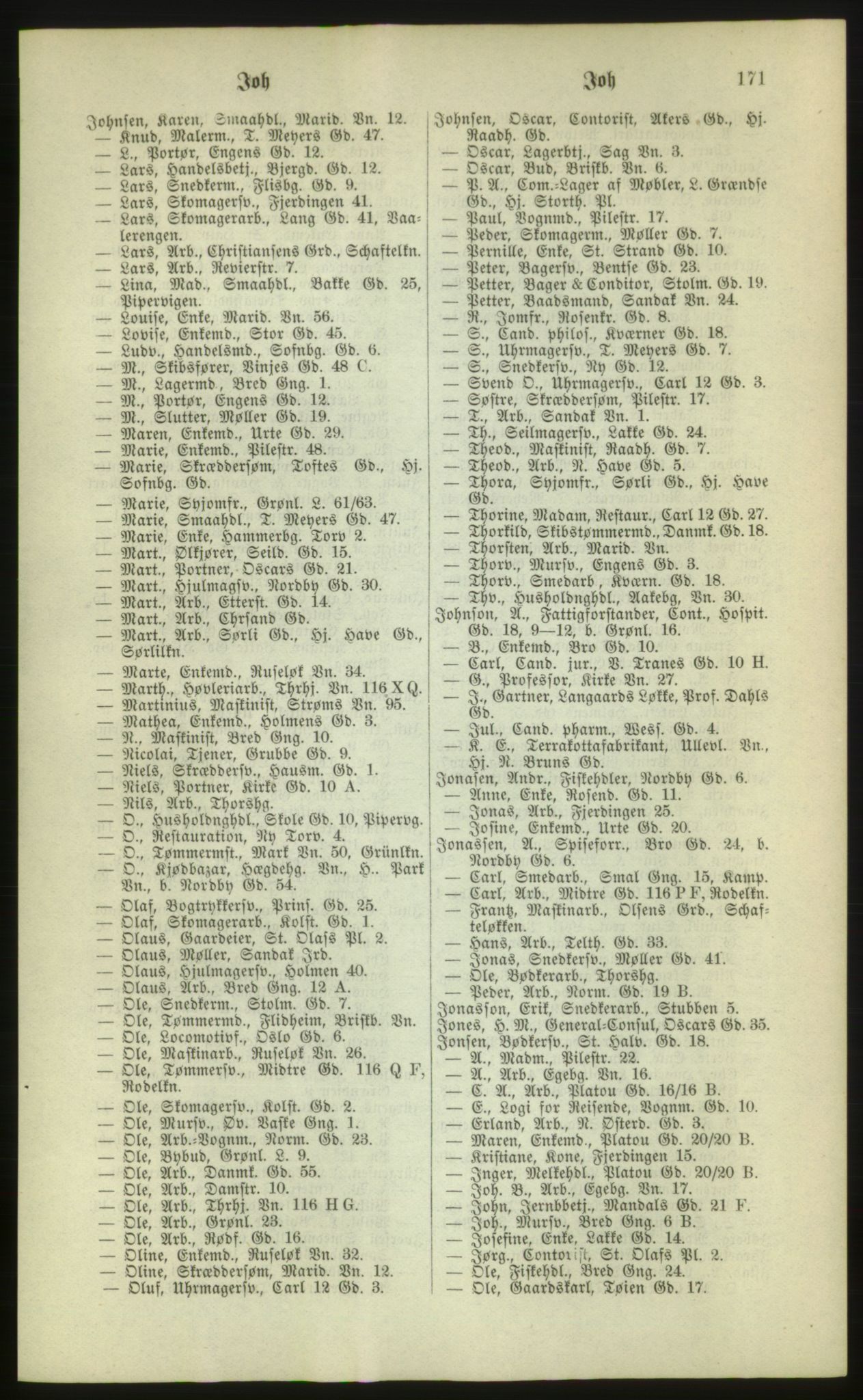 Kristiania/Oslo adressebok, PUBL/-, 1880, p. 171