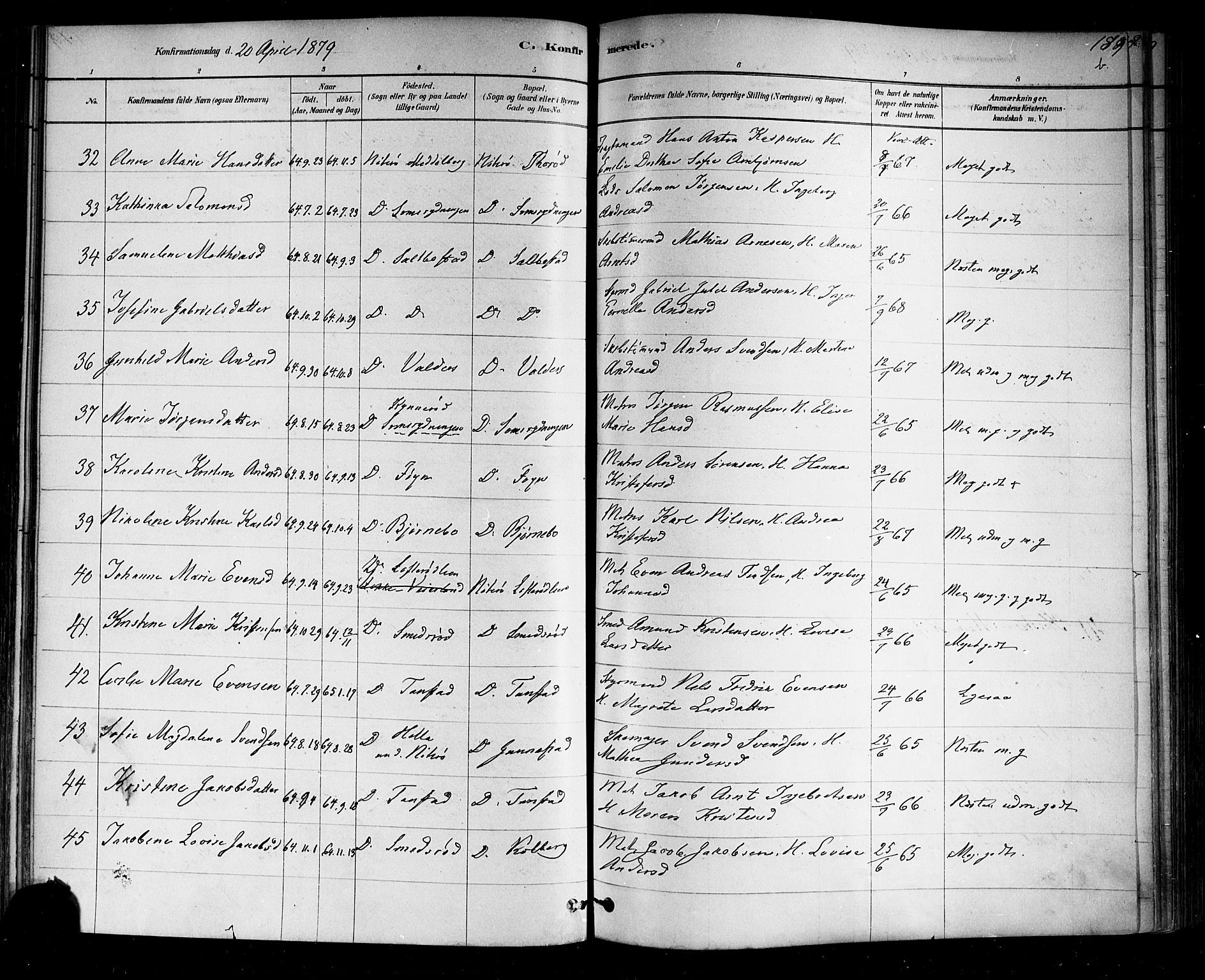 Nøtterøy kirkebøker, AV/SAKO-A-354/F/Fa/L0008: Parish register (official) no. I 8, 1878-1893, p. 189