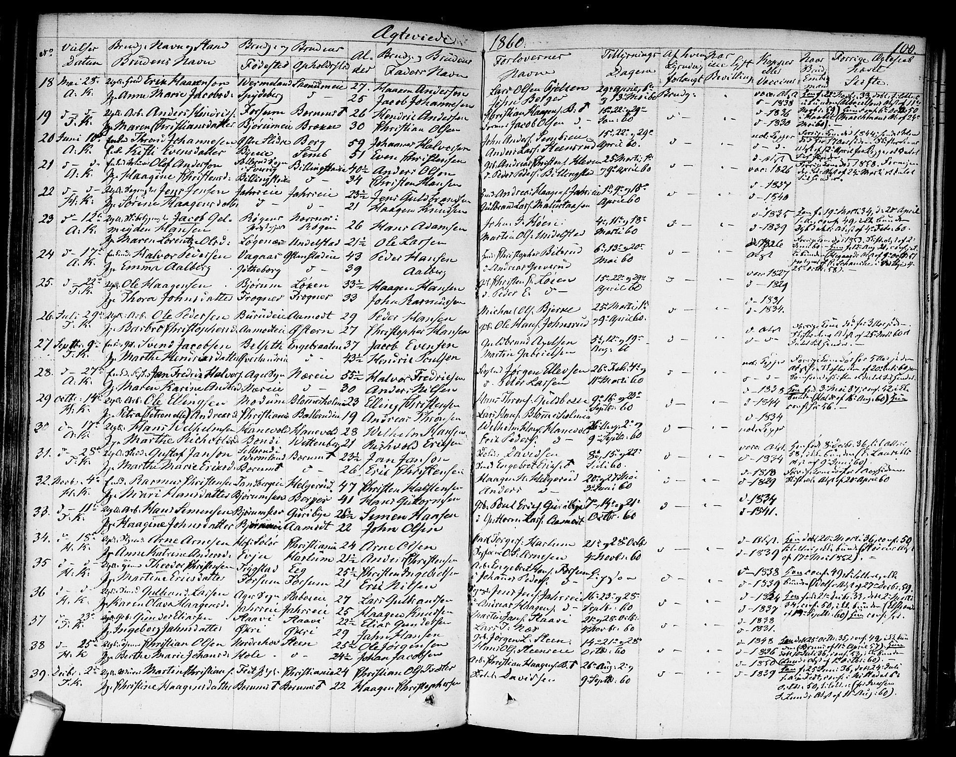Asker prestekontor Kirkebøker, SAO/A-10256a/F/Fa/L0010: Parish register (official) no. I 10, 1825-1878, p. 100