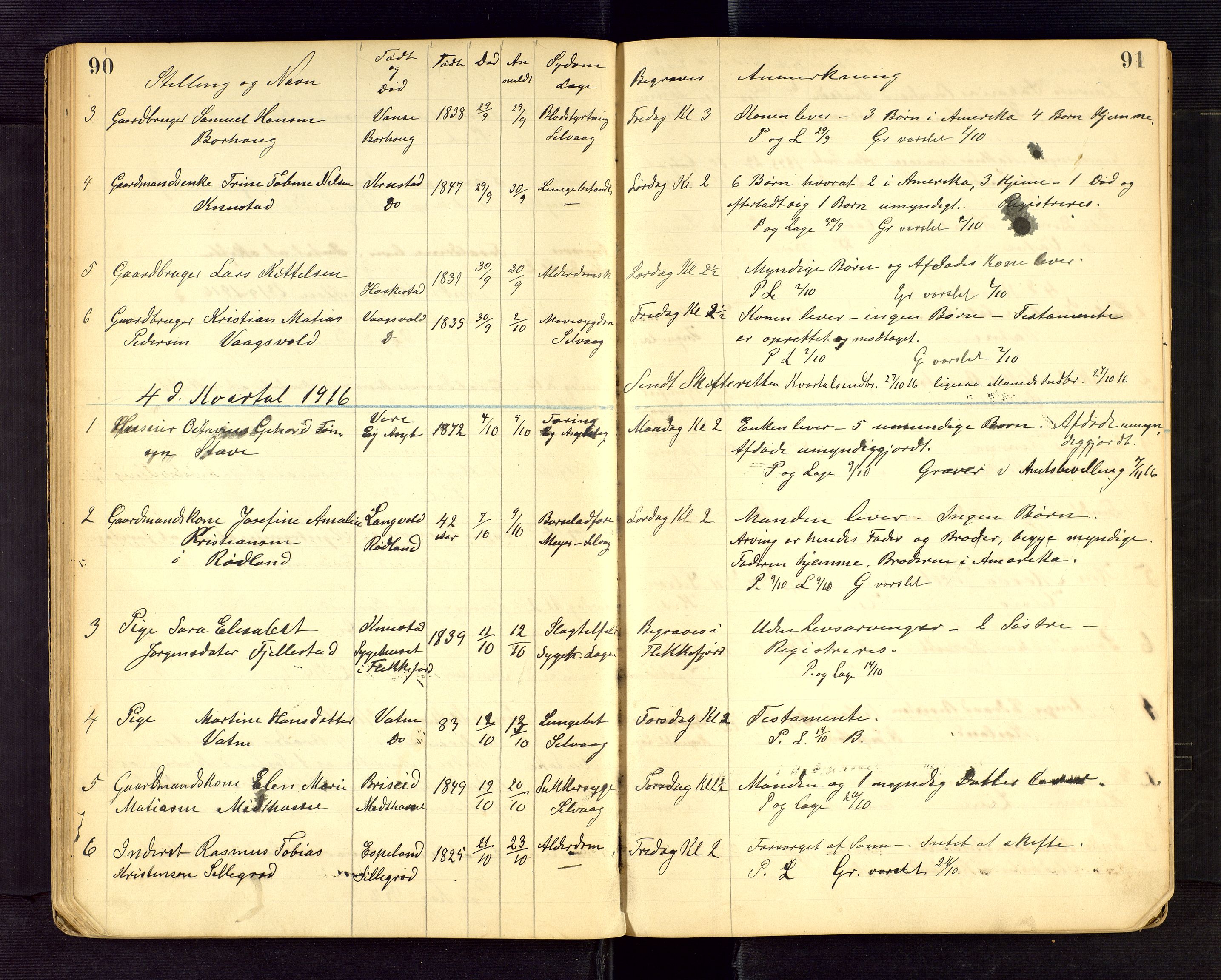 Lista lensmannskontor, AV/SAK-1241-0030/F/Fe/L0001/0002: Dødsfallsprotokoller nr 12 / Dødsfallsprotokoll, 1911-1922, p. 90-91