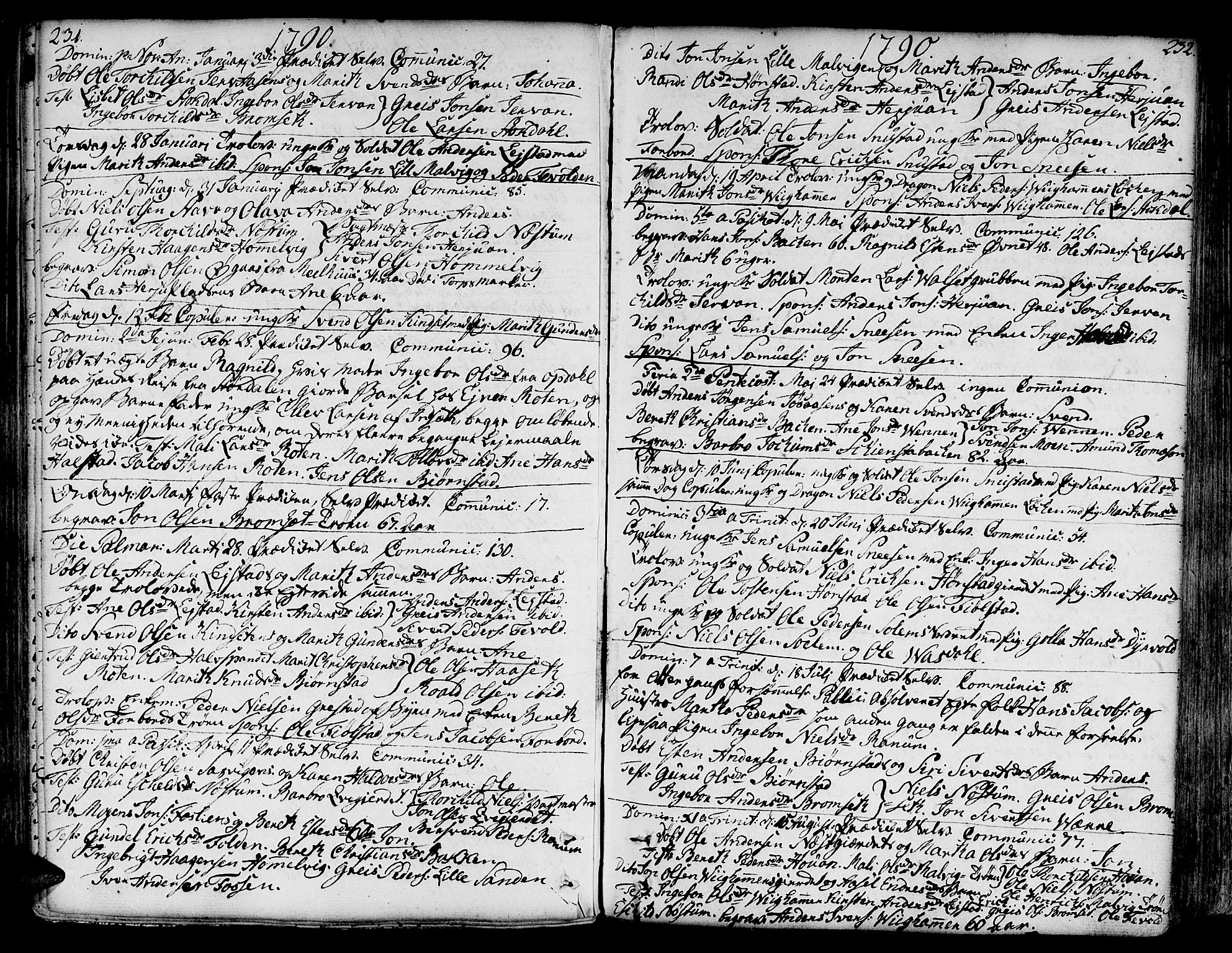 Ministerialprotokoller, klokkerbøker og fødselsregistre - Sør-Trøndelag, SAT/A-1456/606/L0281: Parish register (official) no. 606A02 /2, 1781-1817, p. 231-232