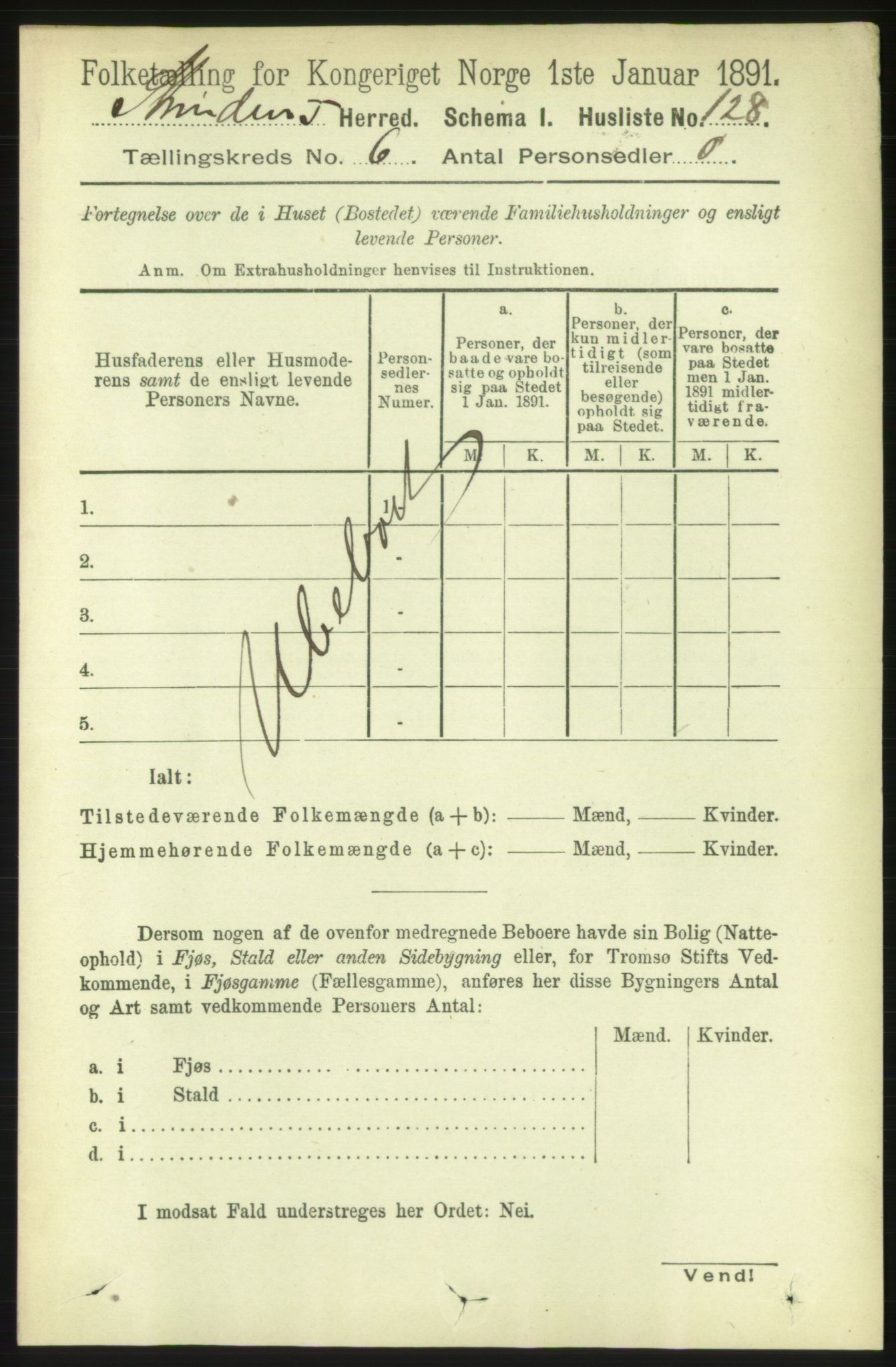 RA, 1891 census for 1660 Strinda, 1891, p. 5290