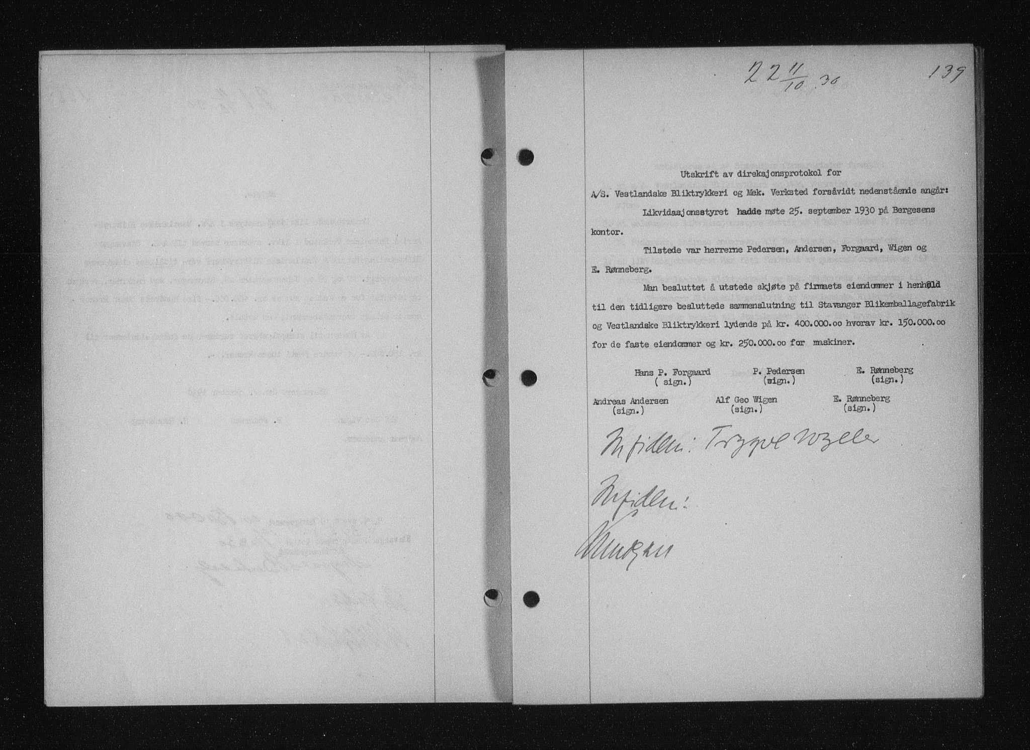 Stavanger byfogd, AV/SAST-A-101408/001/4/41/410/410BB/L0058: Mortgage book no. 48, 1930-1931, Deed date: 11.10.1930