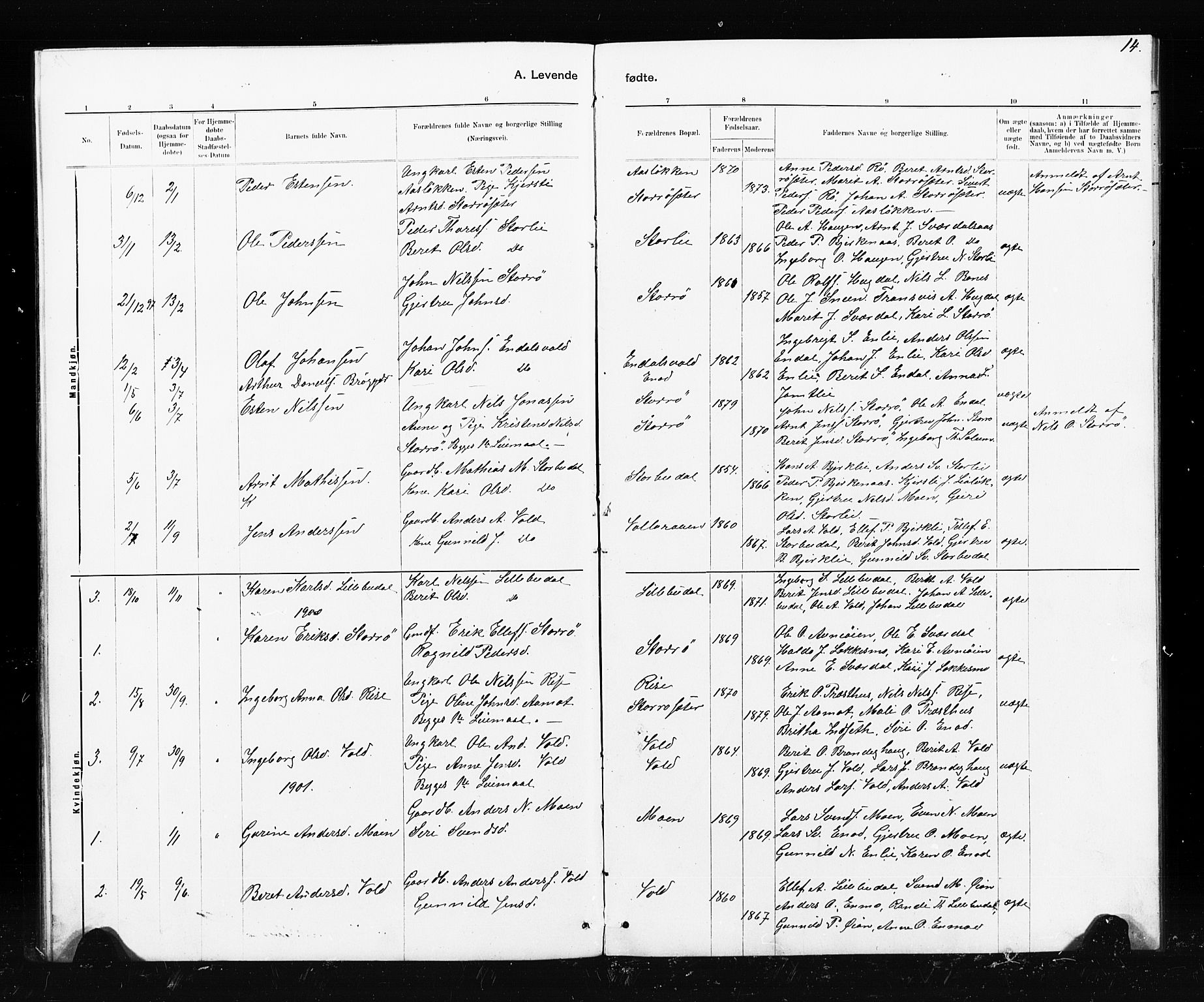 Ministerialprotokoller, klokkerbøker og fødselsregistre - Sør-Trøndelag, SAT/A-1456/690/L1051: Parish register (copy) no. 690C01, 1887-1908, p. 14