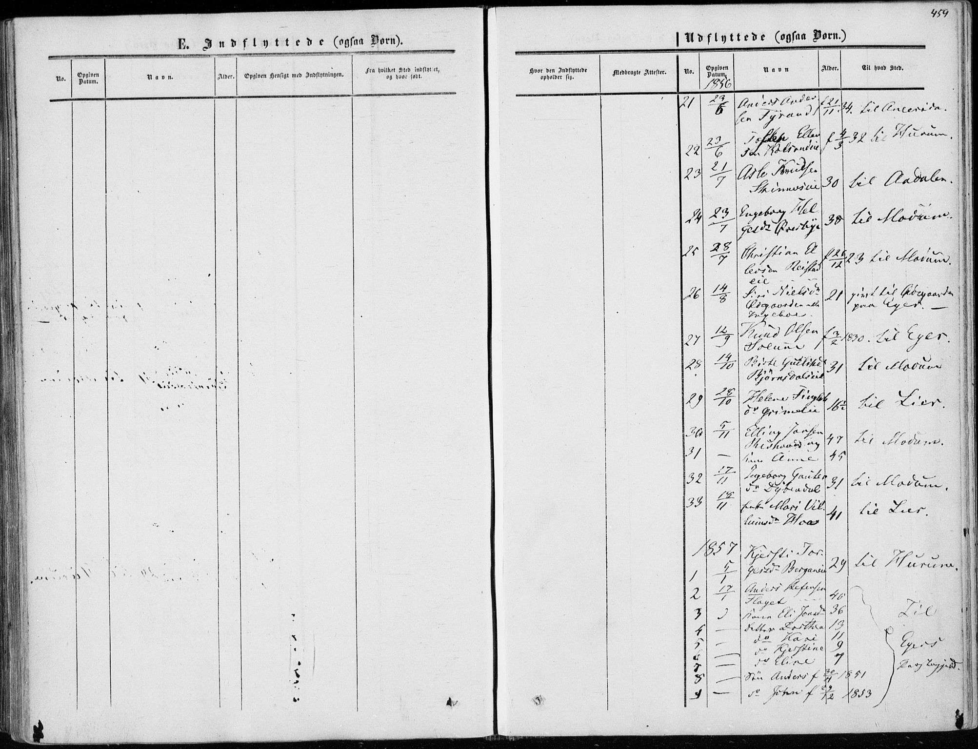 Sigdal kirkebøker, AV/SAKO-A-245/F/Fa/L0008: Parish register (official) no. I 8, 1850-1859, p. 459