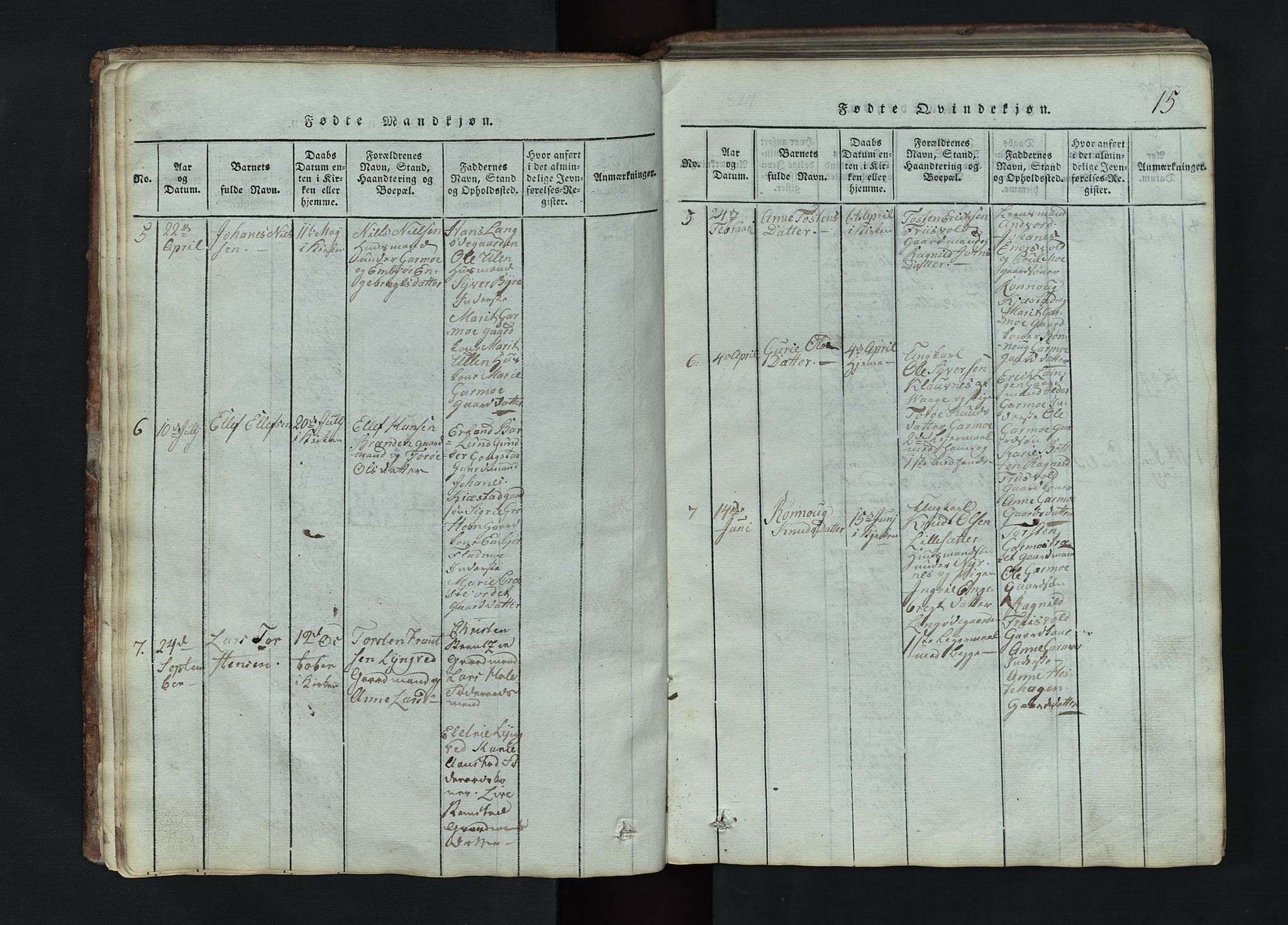 Lom prestekontor, AV/SAH-PREST-070/L/L0002: Parish register (copy) no. 2, 1815-1844, p. 15