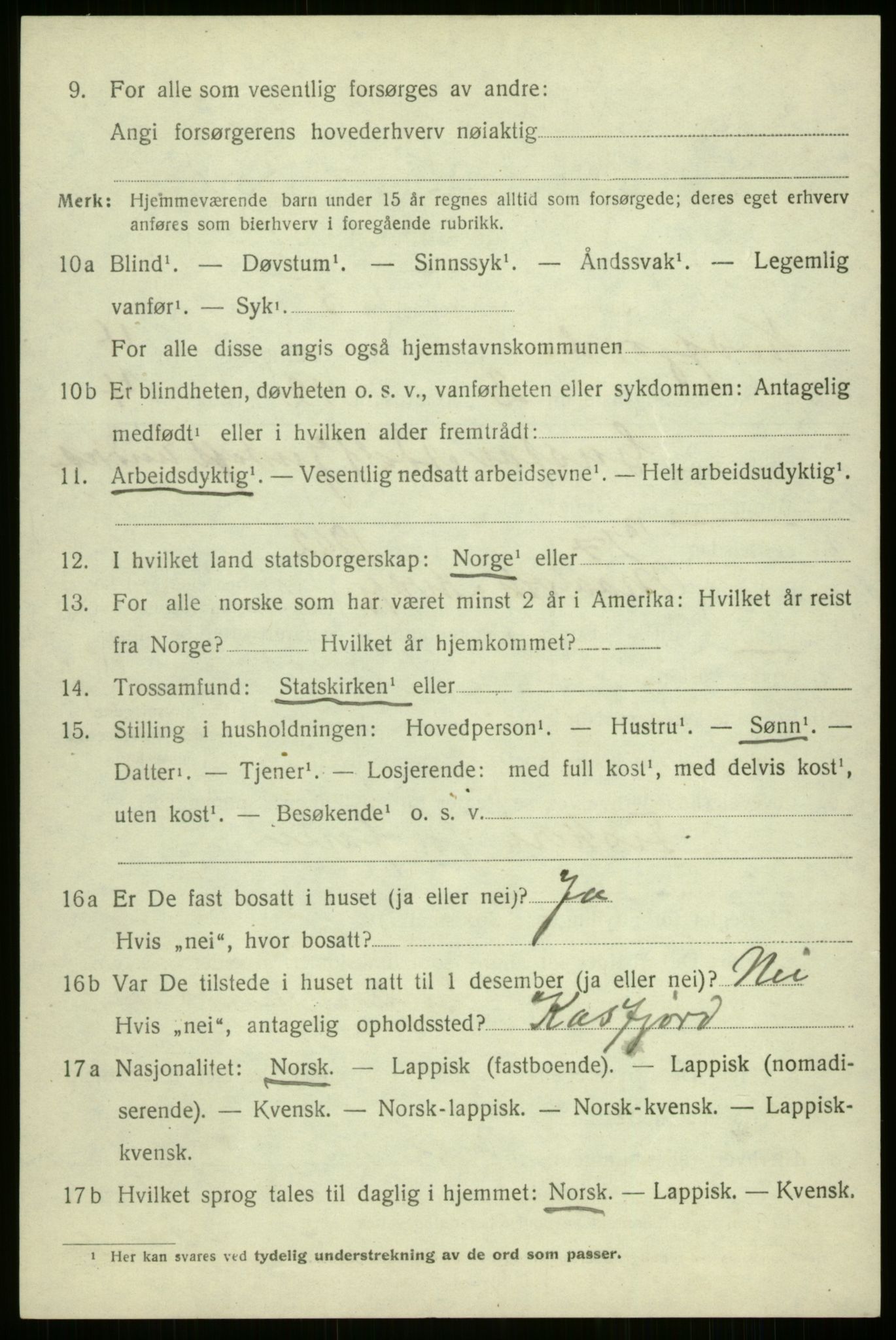 SATØ, 1920 census for Kvæfjord, 1920, p. 2152