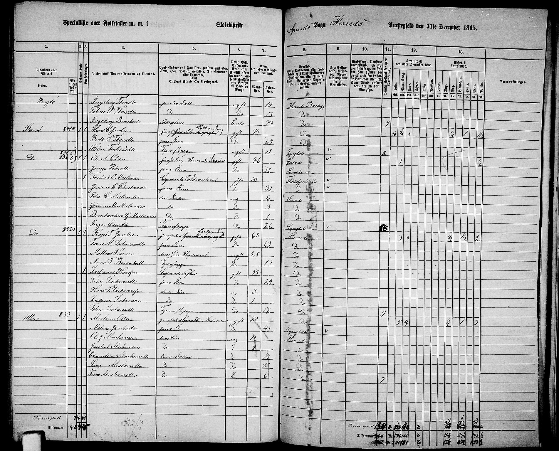 RA, 1865 census for Herad, 1865, p. 85