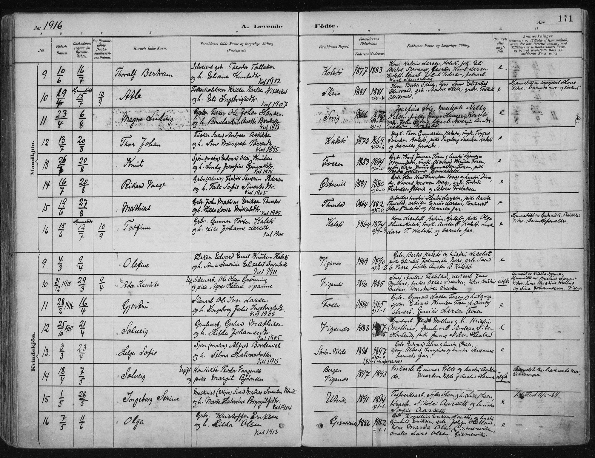 Avaldsnes sokneprestkontor, AV/SAST-A -101851/H/Ha/Haa/L0017: Parish register (official) no. A 17, 1889-1920, p. 171