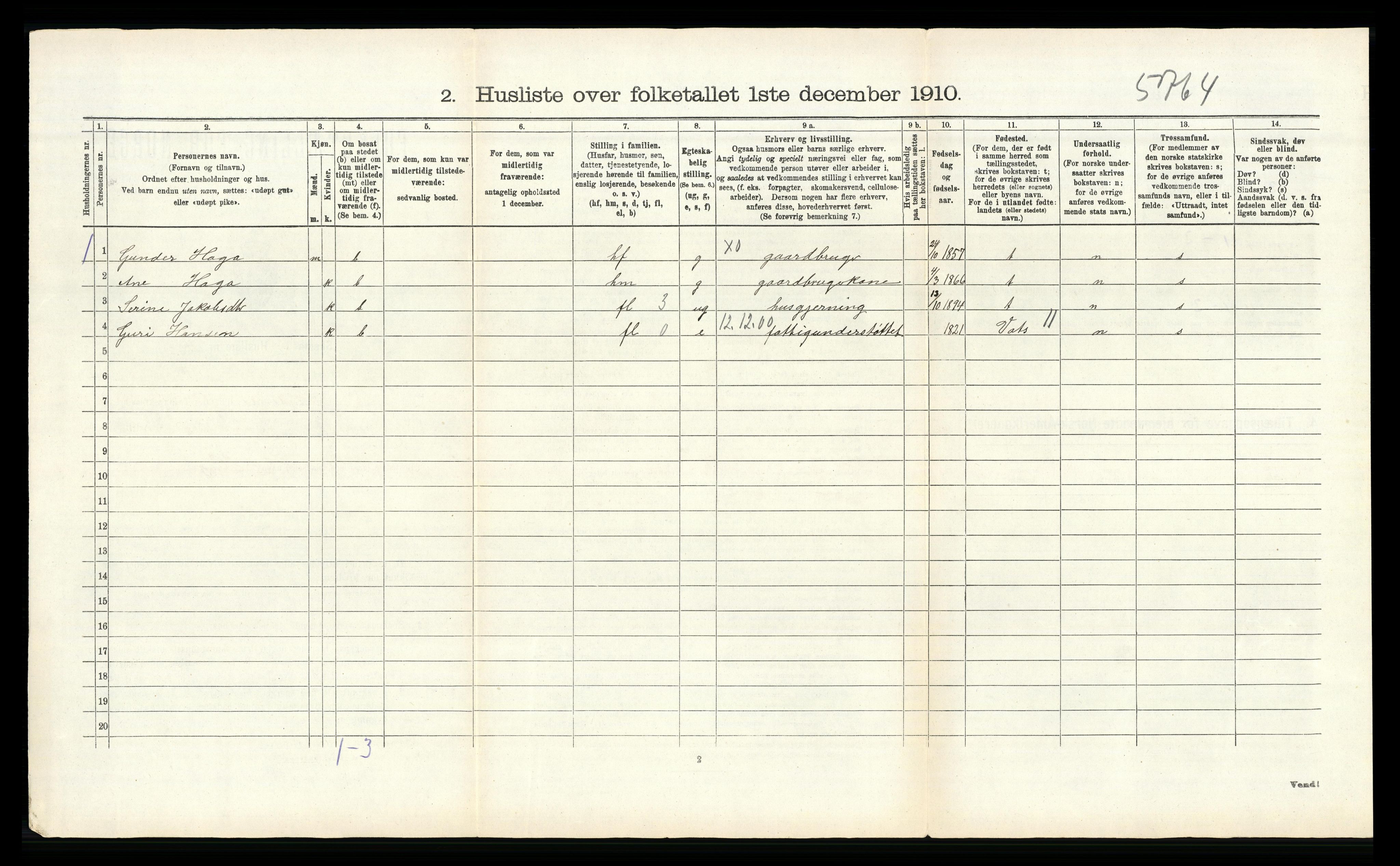 RA, 1910 census for Skudenes, 1910, p. 478