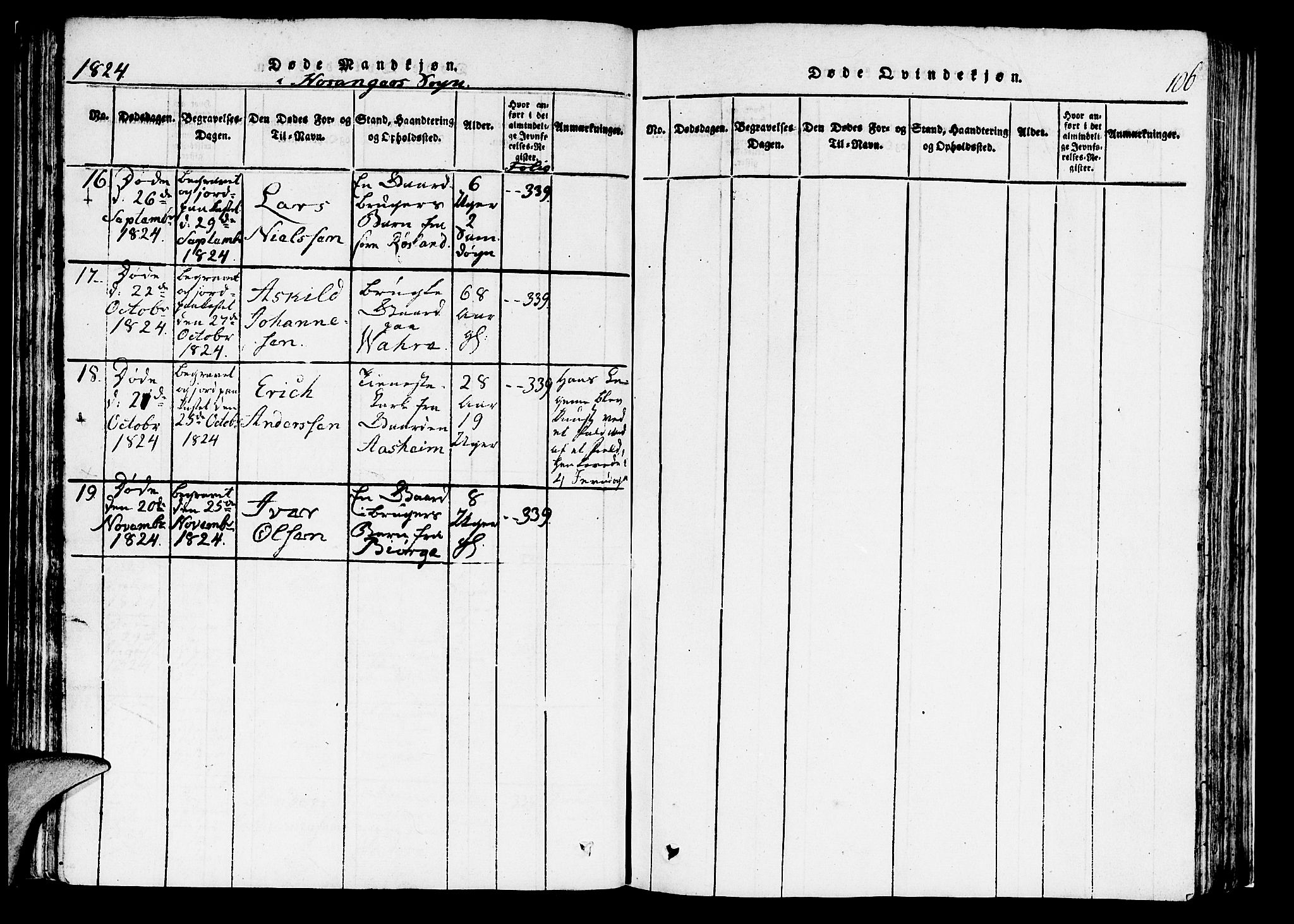 Hosanger sokneprestembete, SAB/A-75801/H/Haa: Parish register (official) no. A 5, 1815-1824, p. 106