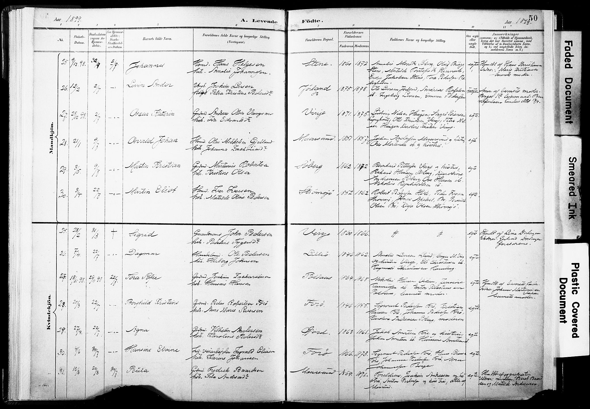 Ministerialprotokoller, klokkerbøker og fødselsregistre - Nordland, SAT/A-1459/891/L1304: Parish register (official) no. 891A09, 1895-1921, p. 50
